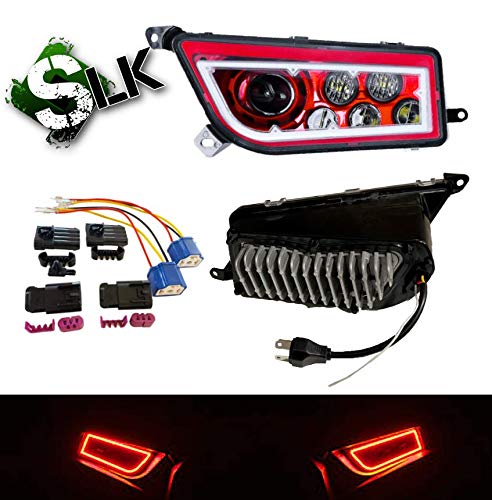 Premium SLK-Lights RZR LED Headlight Kit - Compatible with Polaris General & RZR 900s/1000 XP Turbo (2015-2021 Models) - Red Halo Ring - High Performance Off-Road Lighting for Night Trail Riding & Dune Bashing