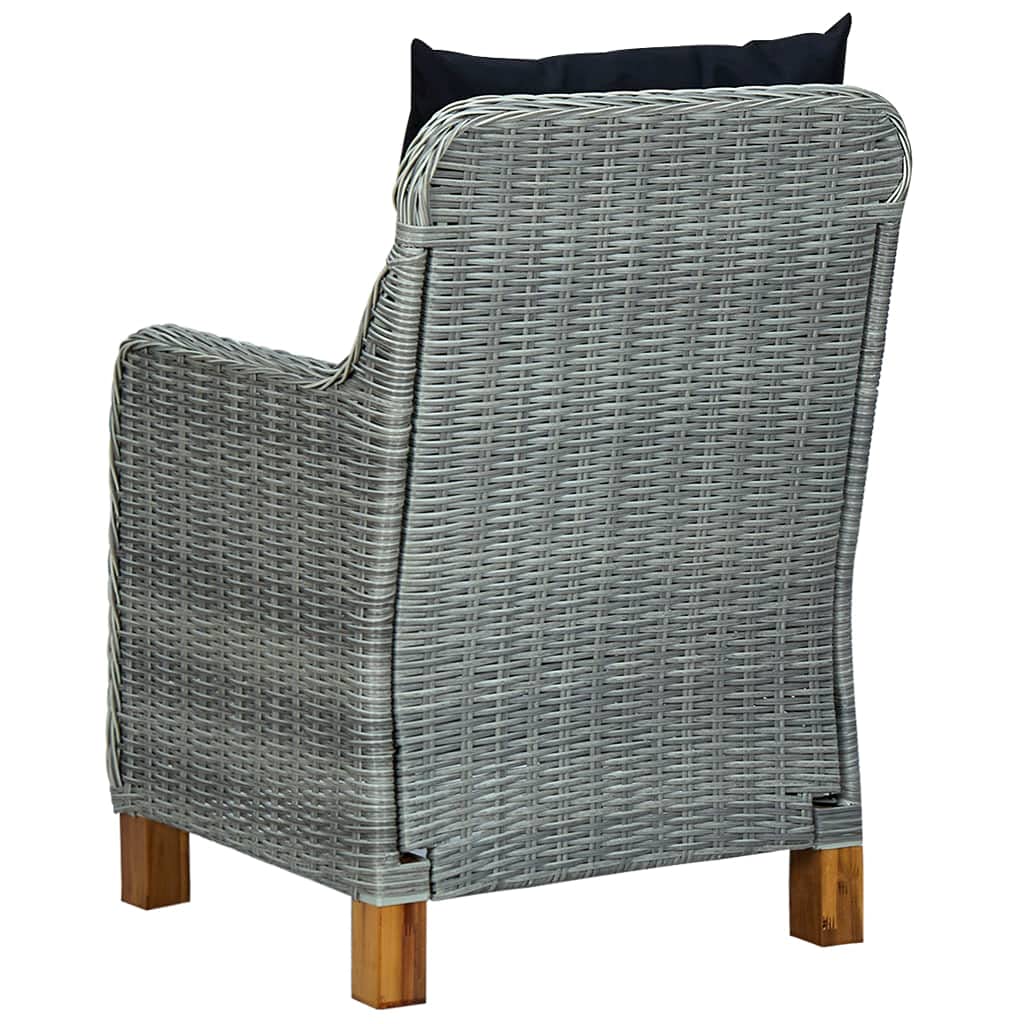 CHARMMA 3-Piece Outdoor Patio Lounge Set with Cushions - Light Gray Poly Rattan Furniture (31KG) for Garden, Poolside & Backyard Relaxation