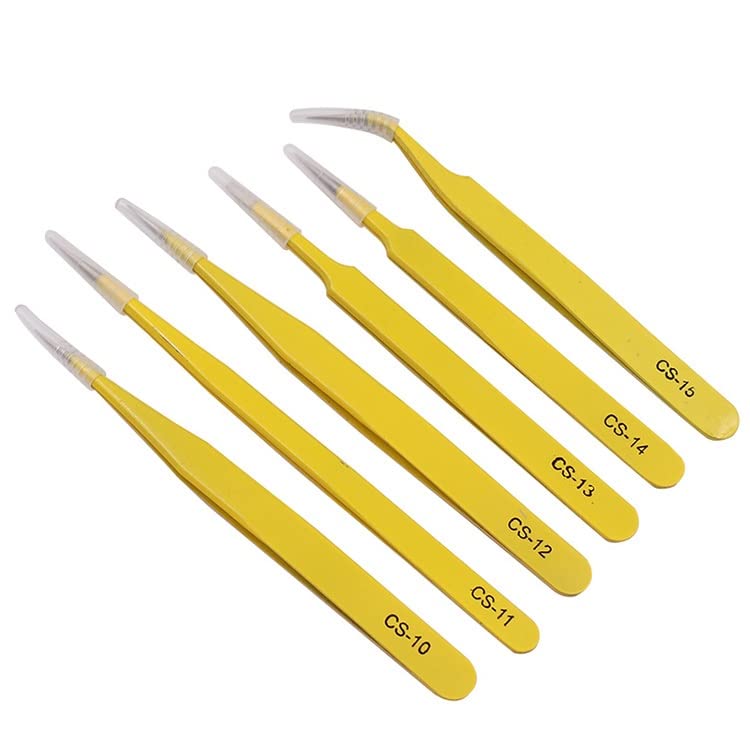 6-Piece Stainless Steel Tweezers Set - Precision Electronics Repair Tools, Phone Maintenance Kit, Eyebrow & Eyelash Tweezers - Perfect for DIY Repairs, Beauty Grooming, and Crafting Projects