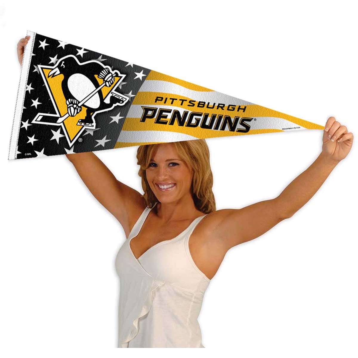 Wincraft Pittsburgh Penguins NHL Patriotic Stars & Stripes Pennant Banner Flag - Officially Licensed Team Decor for Game Day, Sports Fan Gifts, Man Cave & Home Wall Decoration - Perfect for Football Tailgates, Hockey Parties, Office Decor, Sports Bars & Outdoor Events