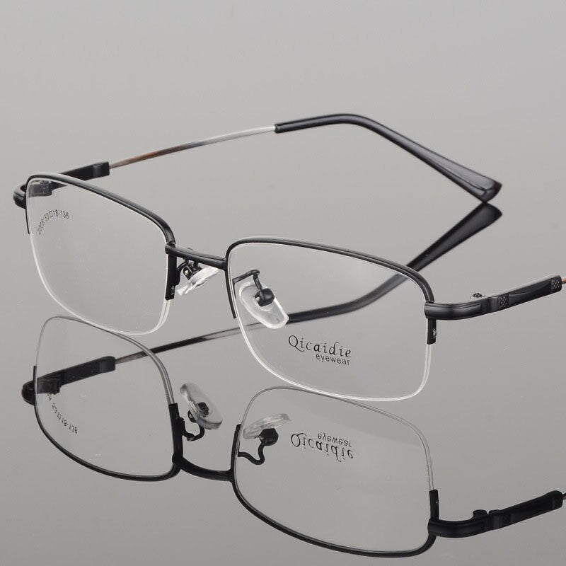 Bclear Men's Semi-Rim Square Alloy Eyeglasses - Lightweight Metal Frame Glasses for Men - Perfect for Office, Reading & Everyday Use (2008 Collection)