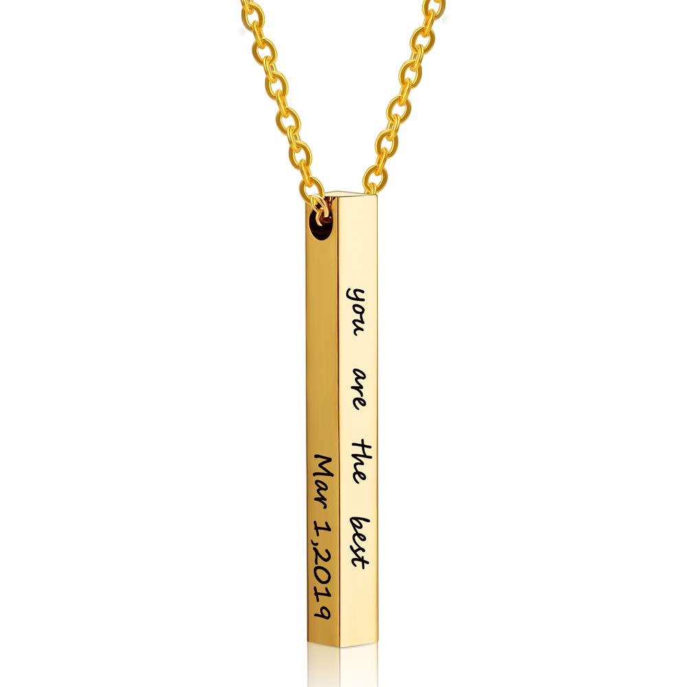 Personalized 3D Bar Necklace - Custom Engraved Name Pendant for Men & Women - Unique Gift for Anniversary, Birthday & Valentine's Day - Perfect for Everyday Wear & Special Occasions