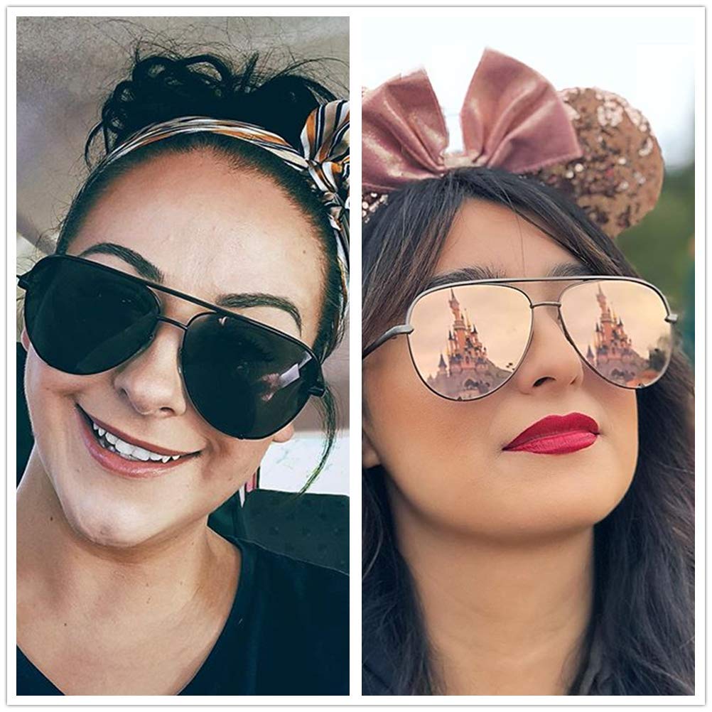 SORVINO Oversized Aviator Sunglasses for Women & Men - Trendy Retro UV400 Protection Shades - Classic Black Faded Lenses - Perfect for Driving, Beach, and Outdoor Activities