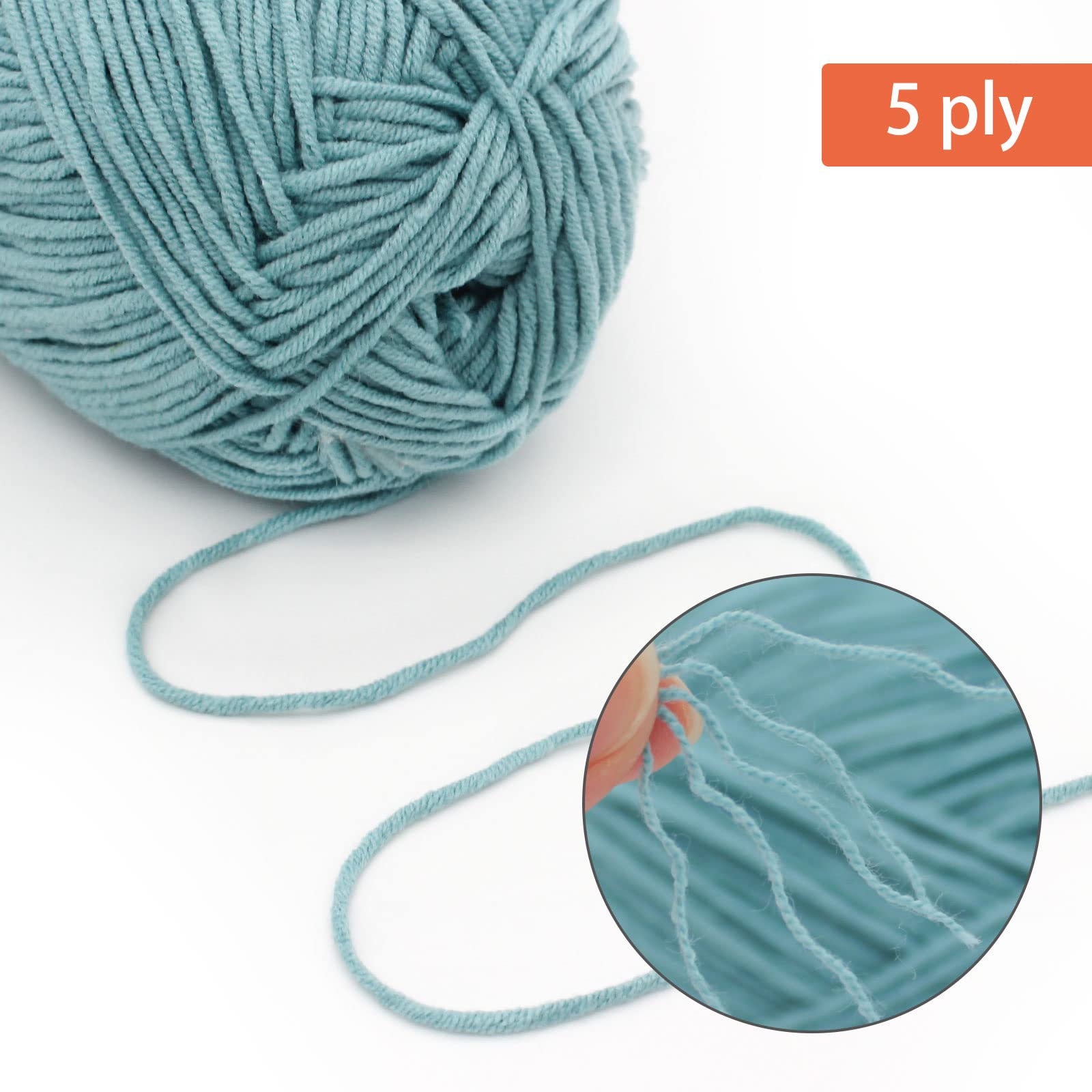 NICEEC 3-Pack Soft Cotton Blend Yarn for Knitting & Crochet - 5-Ply Baby Blanket Yarn (100g x 3, Total 660m/720yds) - Dusty Blue | Perfect for DIY Baby Blankets, Scarves & Craft Projects