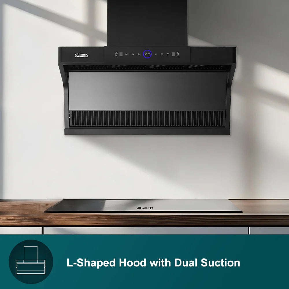 Europace ECH9122EBK 90cm 1200m3/h L-Shaped Range Hood with Dual Suction - Powerful Kitchen Ventilation for Gas Stoves & Cooking Areas