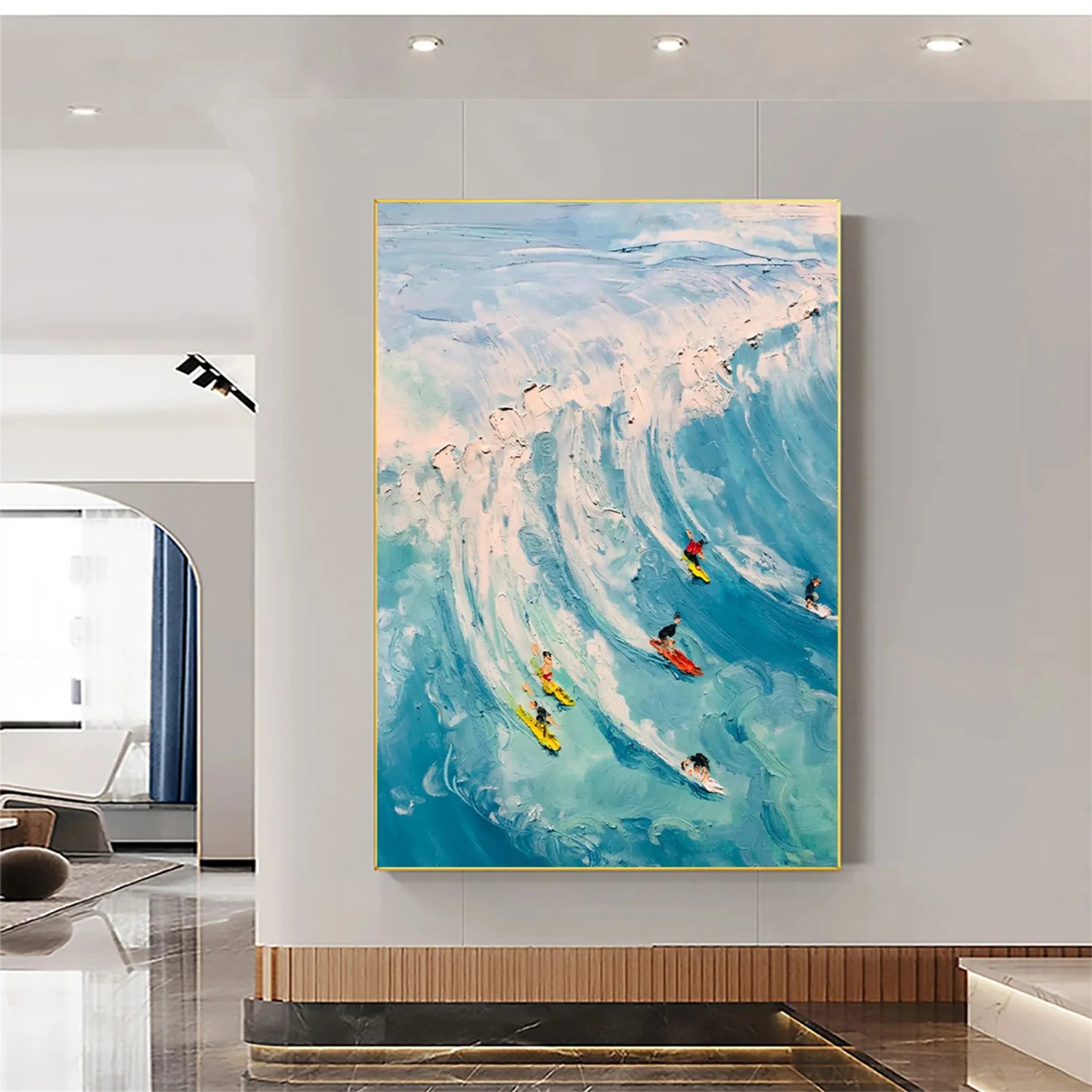 Seascape and Snowy Peak Painting - Premium Wall Art Decor #SP024 | Perfect for Living Room, Bedroom & Office