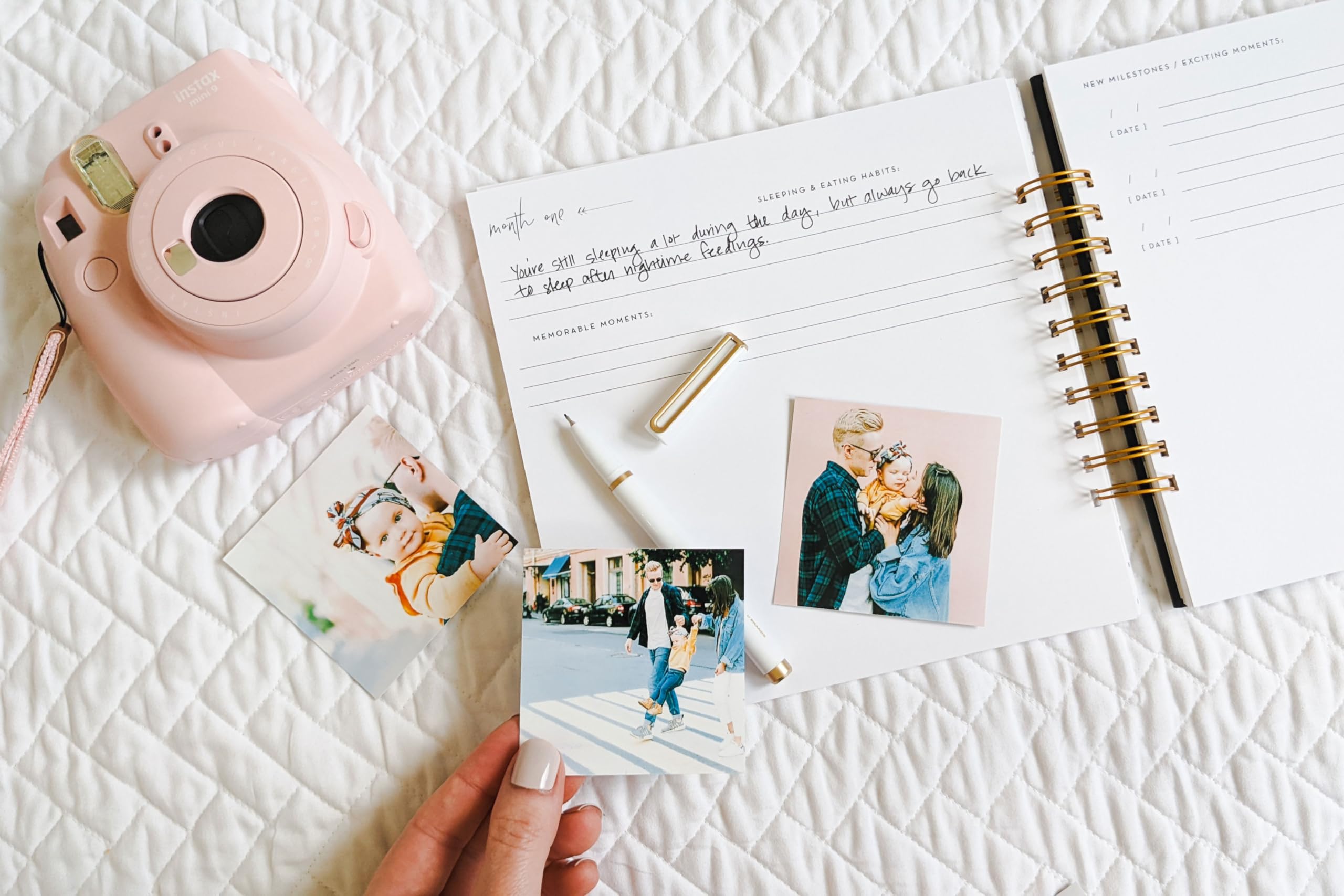 Baby Memory Book for First Year - Record Baby Girl or Boy's Milestones in Photo Journal Scrapbook Album (Blush) | Perfect for Newborn Gifts, Christening Presents & 1st Birthday Keepsakes