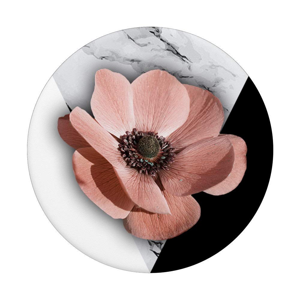 Pink Flower Grip Floral Design Black White Marbled Handle for Home Decor, Gift Wrapping, and Craft Projects