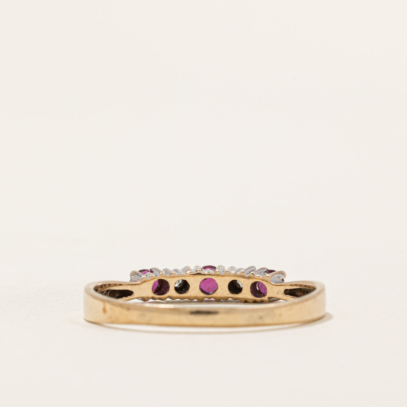Exquisite Five Stone Ruby & Diamond Ring | 0.21ctw Ruby & 0.01ctw Diamond | Size 8.5 | Perfect for Anniversary, Engagement & Special Occasions