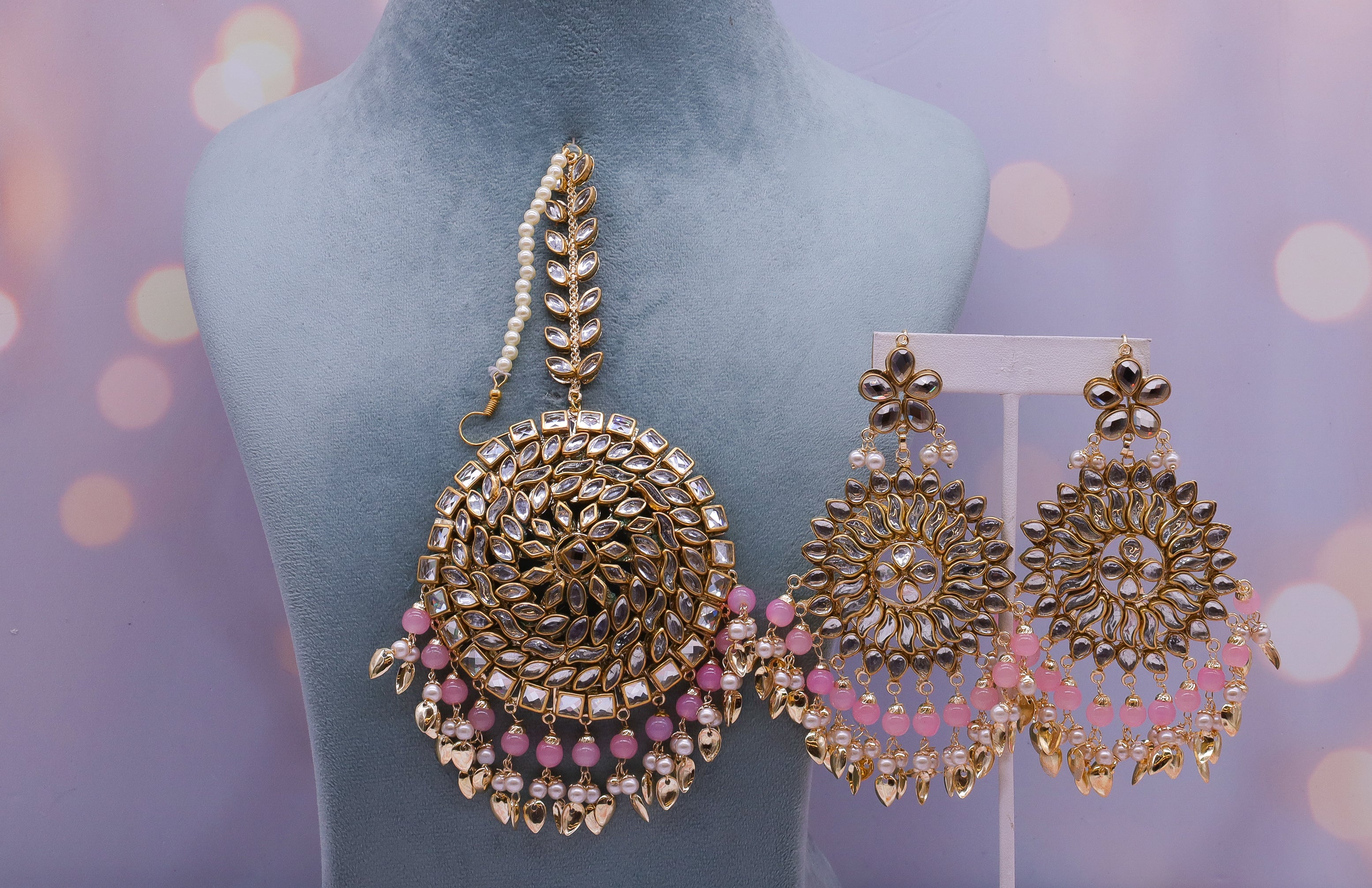 Anvi Stylish Earrings with Tikka - Elegant Indian Jewelry for Women - Perfect for Weddings, Parties & Festive Occasions