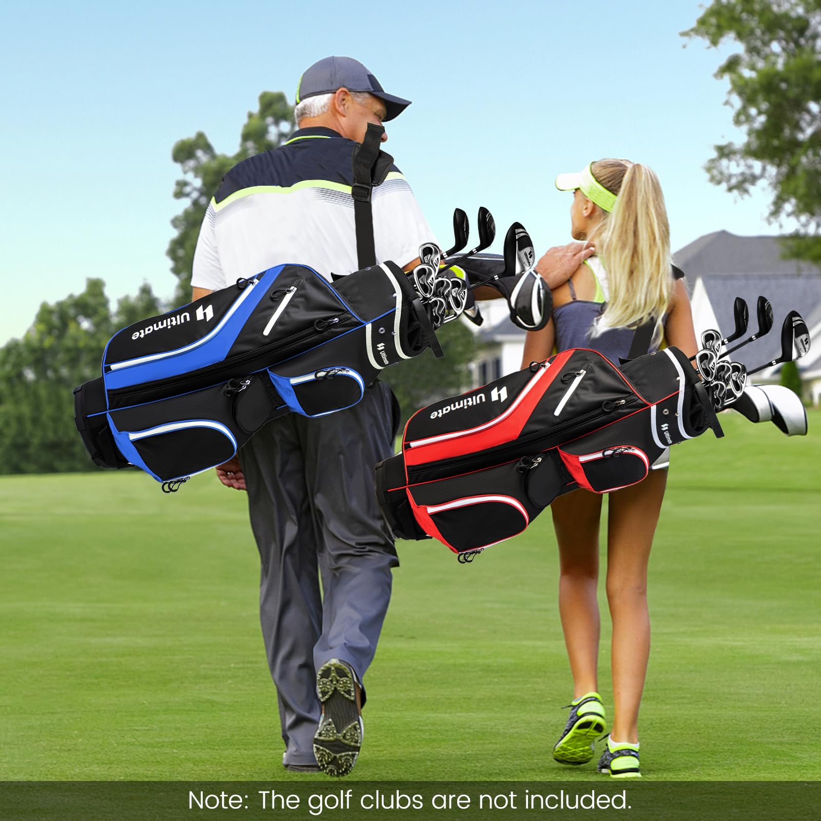 **Goplus 14-Way Golf Cart Bag with 9 Zippered Pockets, Cooler Bag & Rain Hood - Lightweight Golf Club Bag for Men & Women - Perfect for Golf Courses & Tournaments**