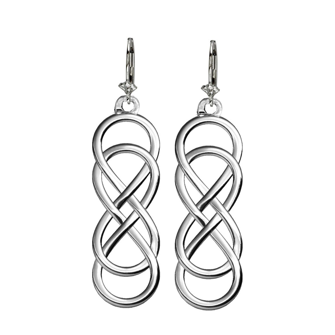 Sterling Silver Double Infinity Symbol Earrings for Women - 10mm x 30mm Best Friend Gift, Sister Jewelry, BFF Matching Set - Perfect for Anniversaries, Birthdays & Special Occasions