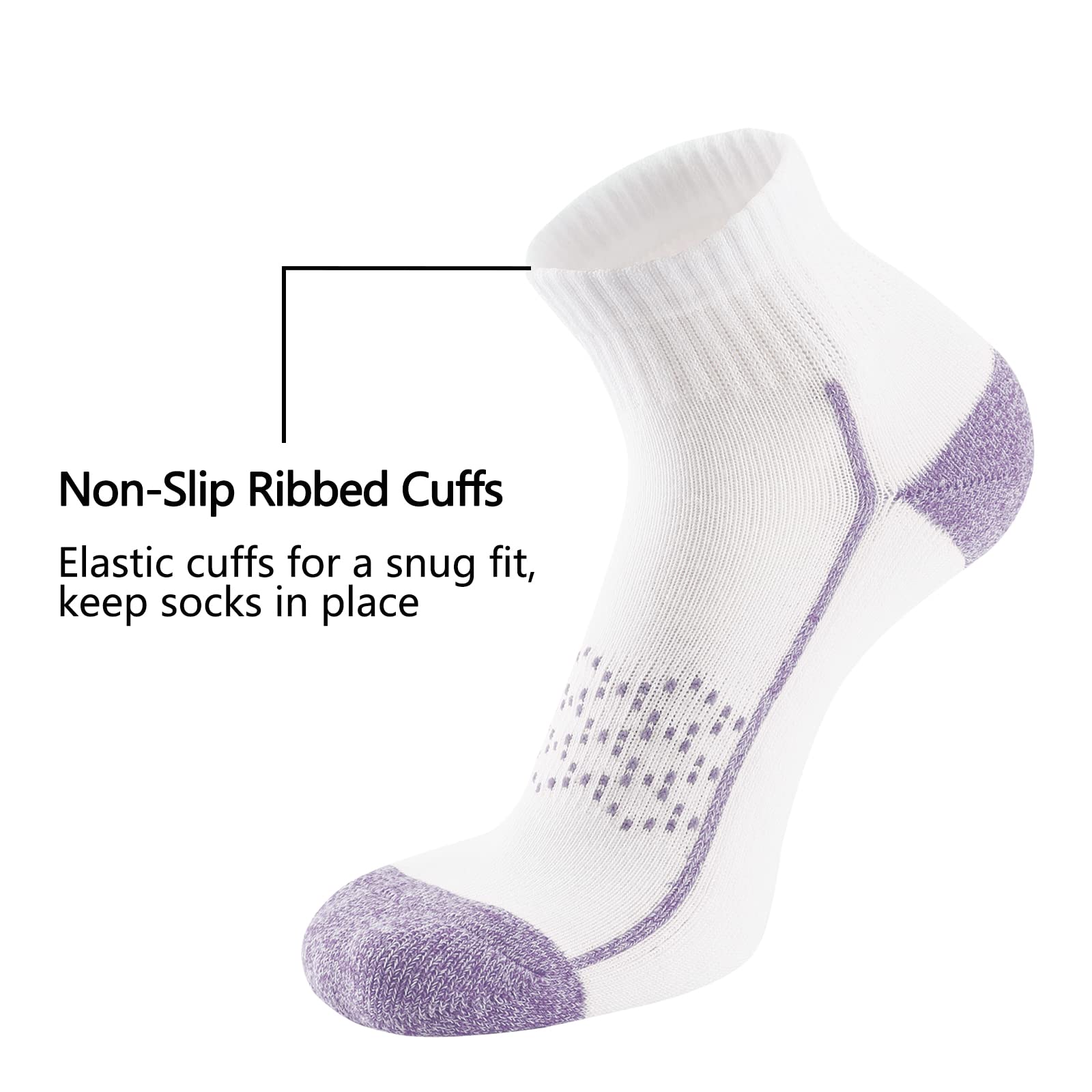 Hepsibah Women's Ankle Athletic Socks - 6 Pack Cotton Thick Cushioned Low Cut Running Socks for Workout, Jogging & Everyday Comfort