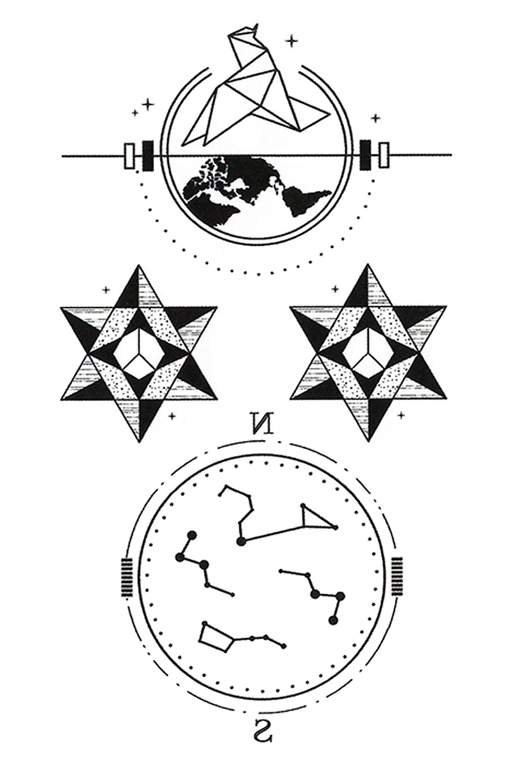 Waterproof Temporary Tattoo Stickers for Men & Women - 3D Realistic Flowers, Butterflies, Stars, Angels, Wolves & Armband Designs (60mm x 105mm) | Perfect for Parties, Halloween, Cosplay & Body Art