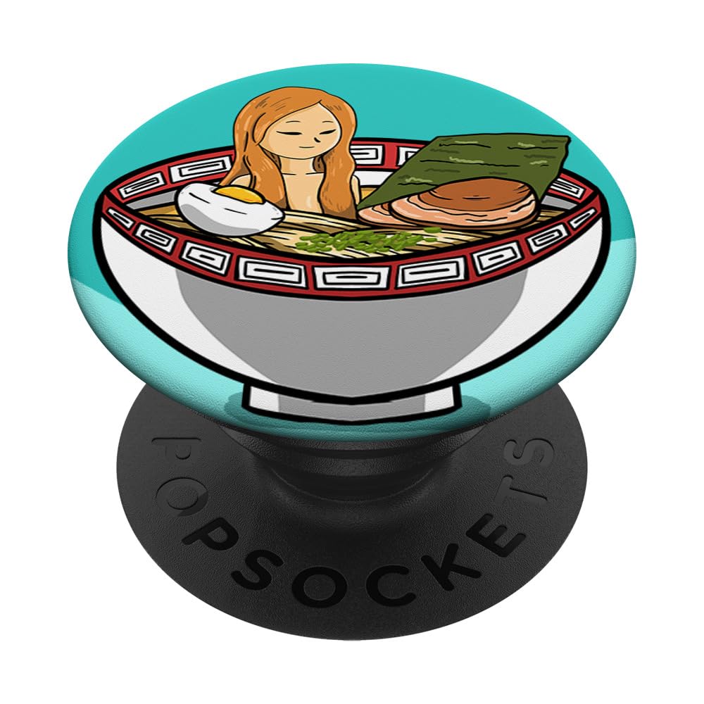 Cute Japanese Ramen Noodle Soup PopSockets Swappable PopGrip - Kawaii Foodie Gift for Anime Lovers & Ramen Enthusiasts (Perfect for Phones, Tablets, and Laptops)