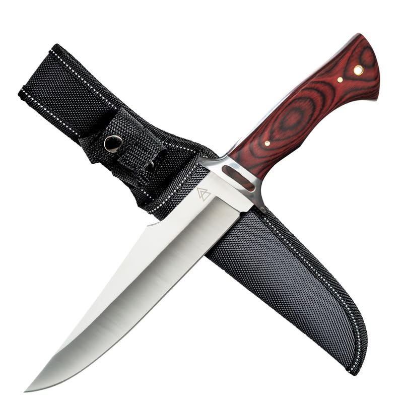 12 Inch Fixed Blade Hunting Knife with Sheath - Full Tang Survival Knife High Carbon 440C Stainless Steel - Outdoor Camping, Hunting & Bushcraft Essential Gear by Kratos ZF7