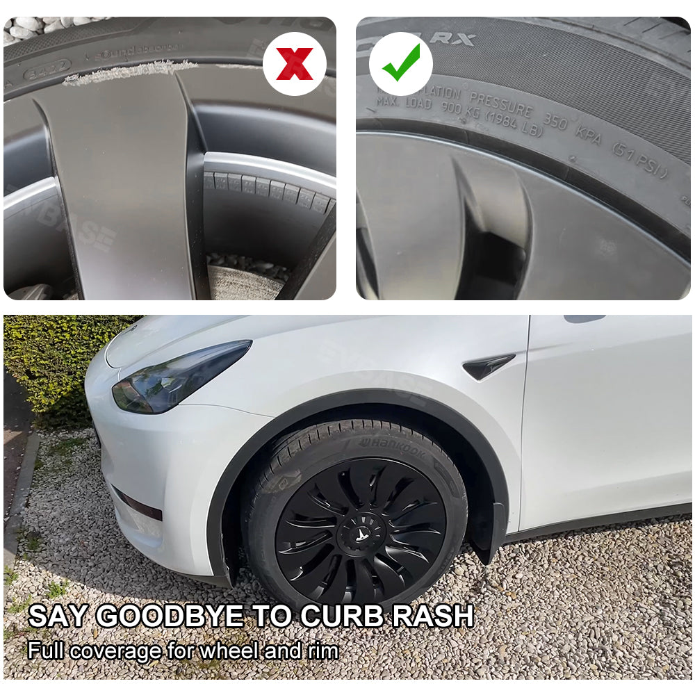 Tesla Model 3/Y Überturbine Style Wheel Covers - 18/19 Inch Alloy Wheel Protectors (Matte Black, 4-Piece Set) 2017+ | Perfect for Road Trips & Daily Commuting