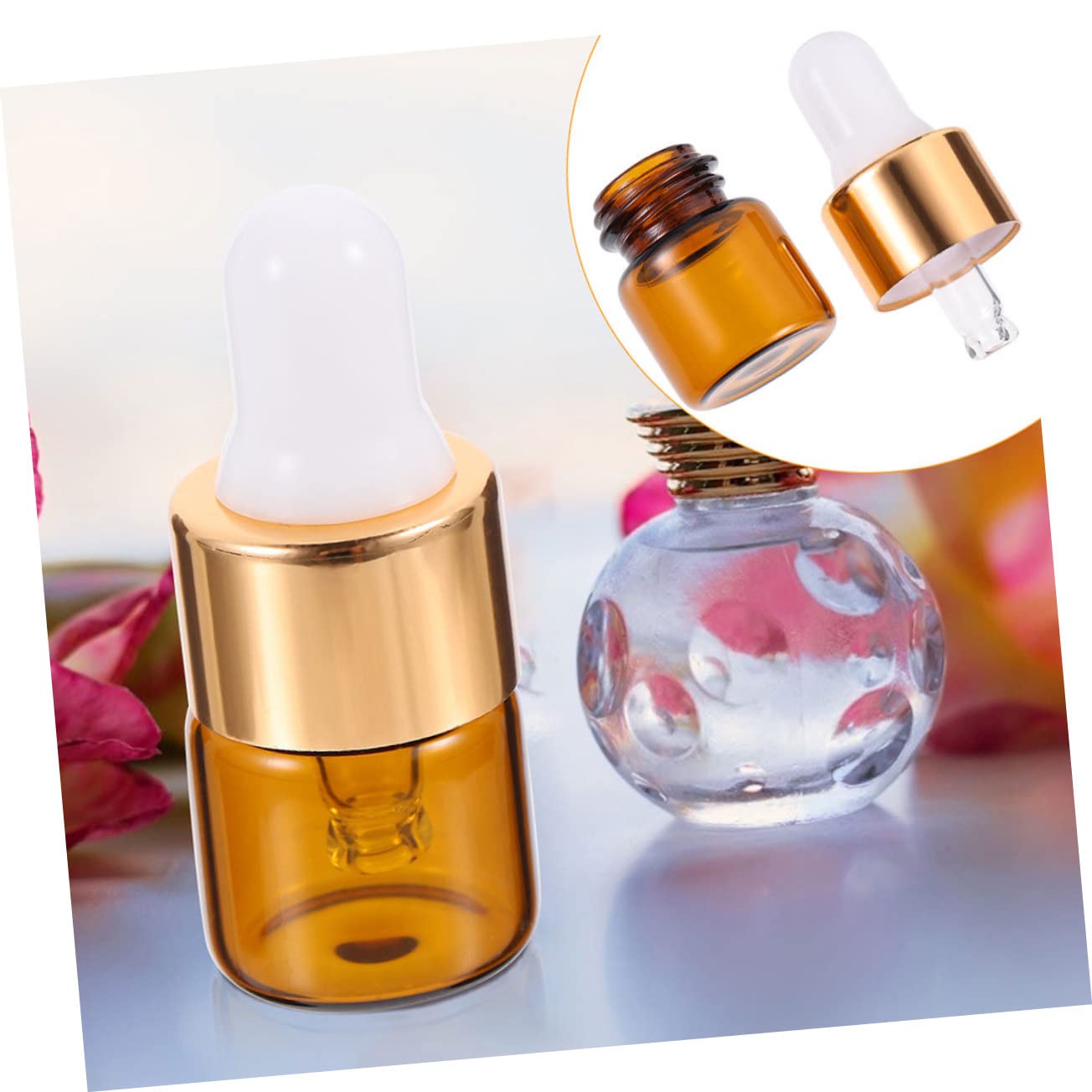 Lurrose 25-Piece Small Essential Oil Bottles Set - 5ml Glass Dropper Bottles with Eye Droppers for DIY Essential Oils, Makeup, Perfumes & Travel - Clear Empty Containers for Mini Terrariums, Liquid Storage & Crafting