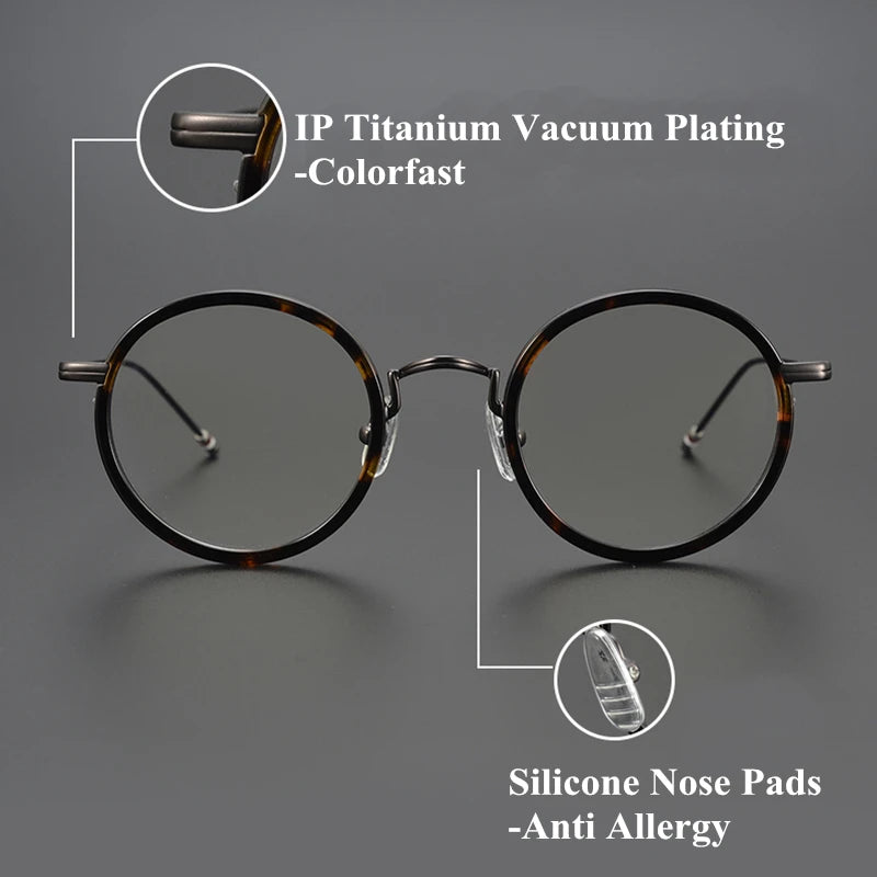 Stylish Black Unisex Full Rim Round Eyeglasses X906 - Lightweight Alloy & Acetate Frame for Work, Reading, and Fashion