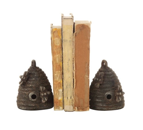 Vintage Cast Iron Beehive Bookends - Heavy Duty Decorative Book Holder for Home Office, Library & Shelf Organization - Perfect Gift for Book Lovers & Beekeepers