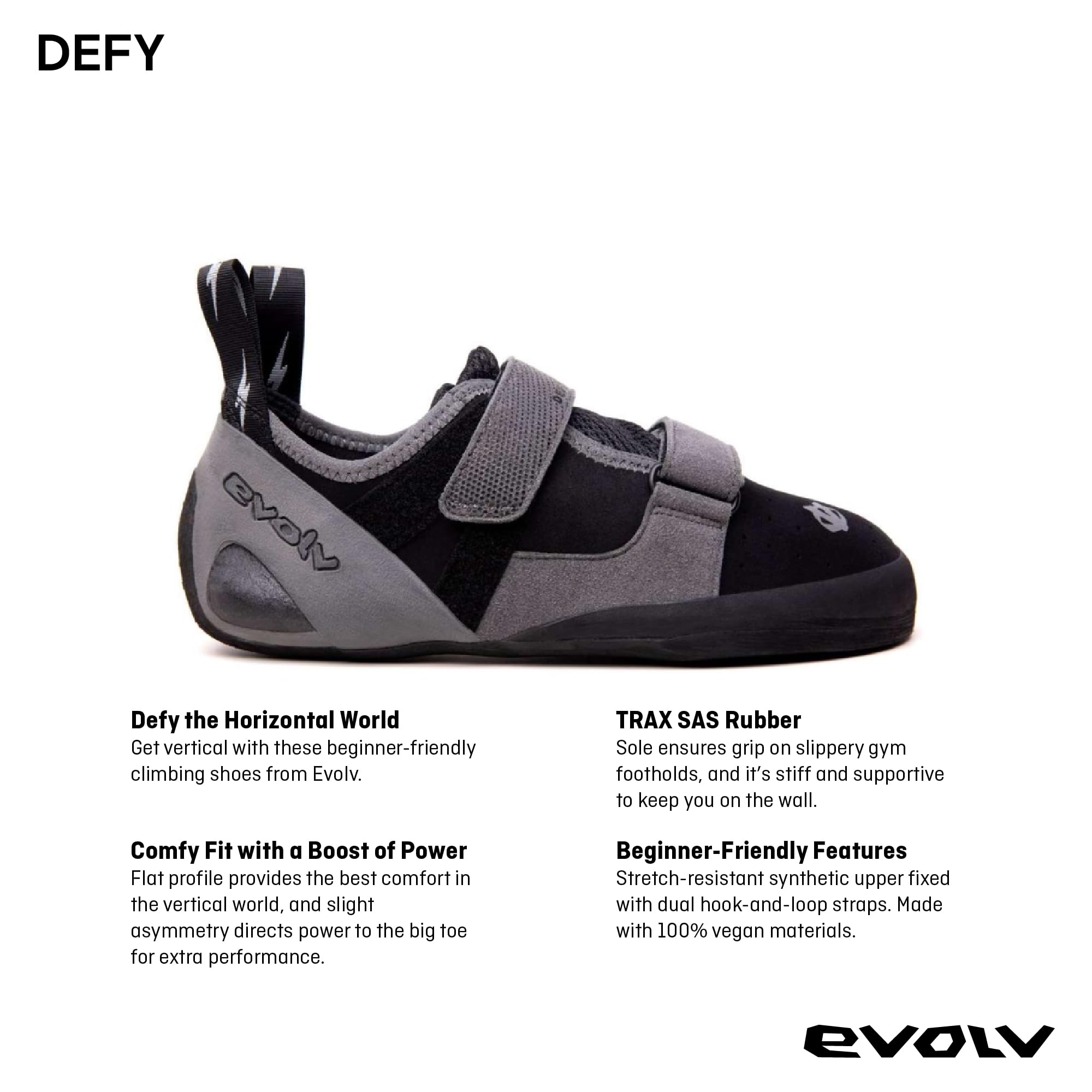 Evolv Men's Defy Climbing Shoes - Lightweight & Durable Rock Climbing Footwear for Indoor & Outdoor Climbing, Bouldering, and Gym Training