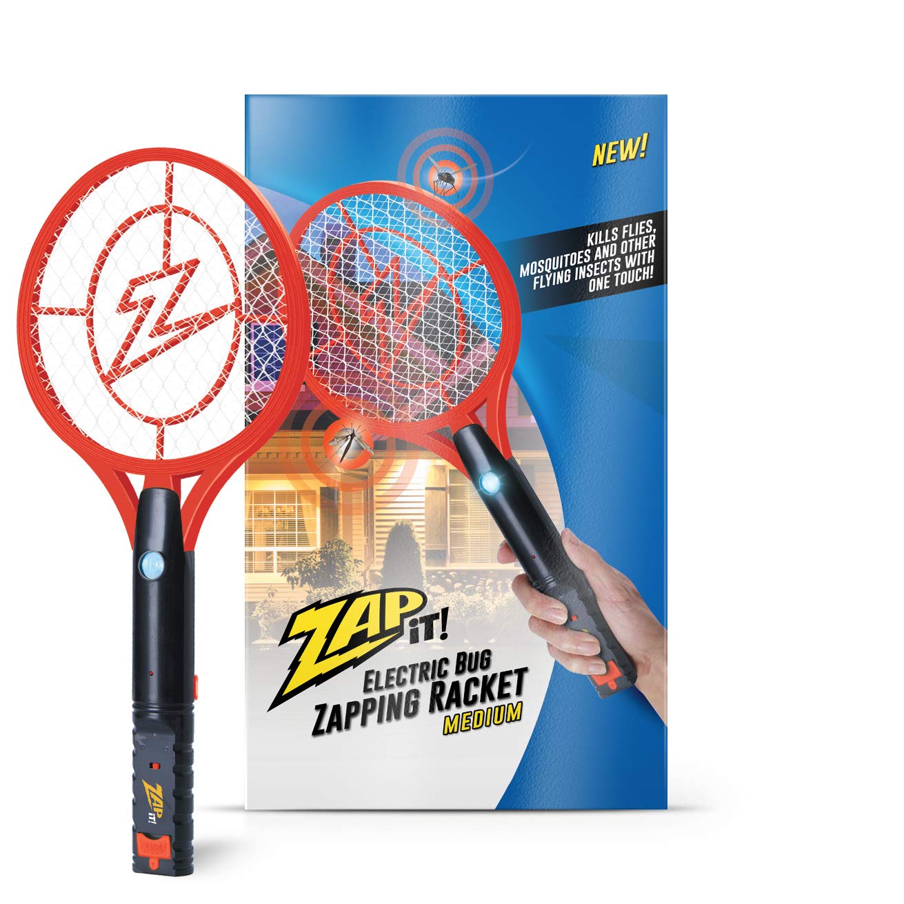 ZAP iT! 4000V Electric Fly Swatter & Mosquito Zapper - USB Rechargeable Bug Zapper Racket for Indoor/Outdoor Use - Safe & Powerful Insect Killer for Home, Camping, and Patio