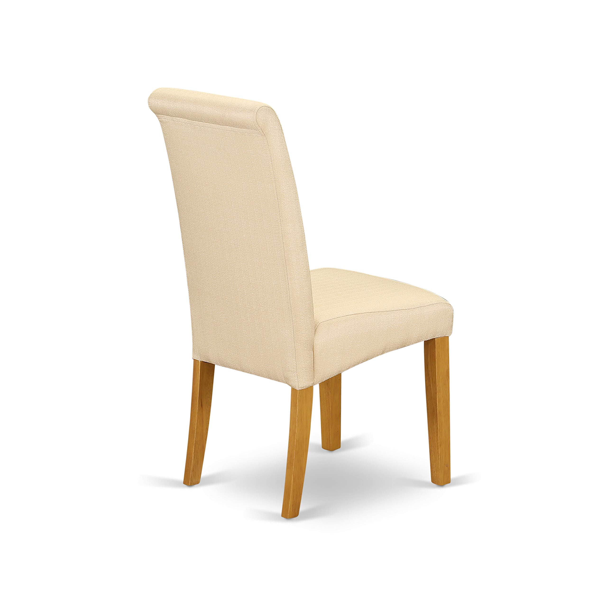 East West Furniture 3-Piece Kitchen Table & Chairs Set - 36x54 Inch Oak Rectangle Dining Table with Drop Leaf & 2 Light Beige Linen Parsons Chairs (MZBA3-OAK-02) | Perfect for Small Spaces, Breakfast Nooks & Cozy Dining Areas