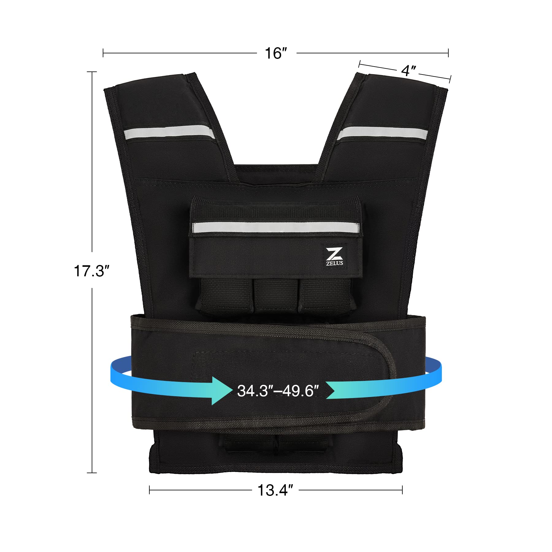 ZELUS Adjustable Weighted Vest 23lb/30lb/60lb for Men - Strength Training, Cardio Workouts & Weight Loss - Perfect for Home Gym, Running & Fitness Training