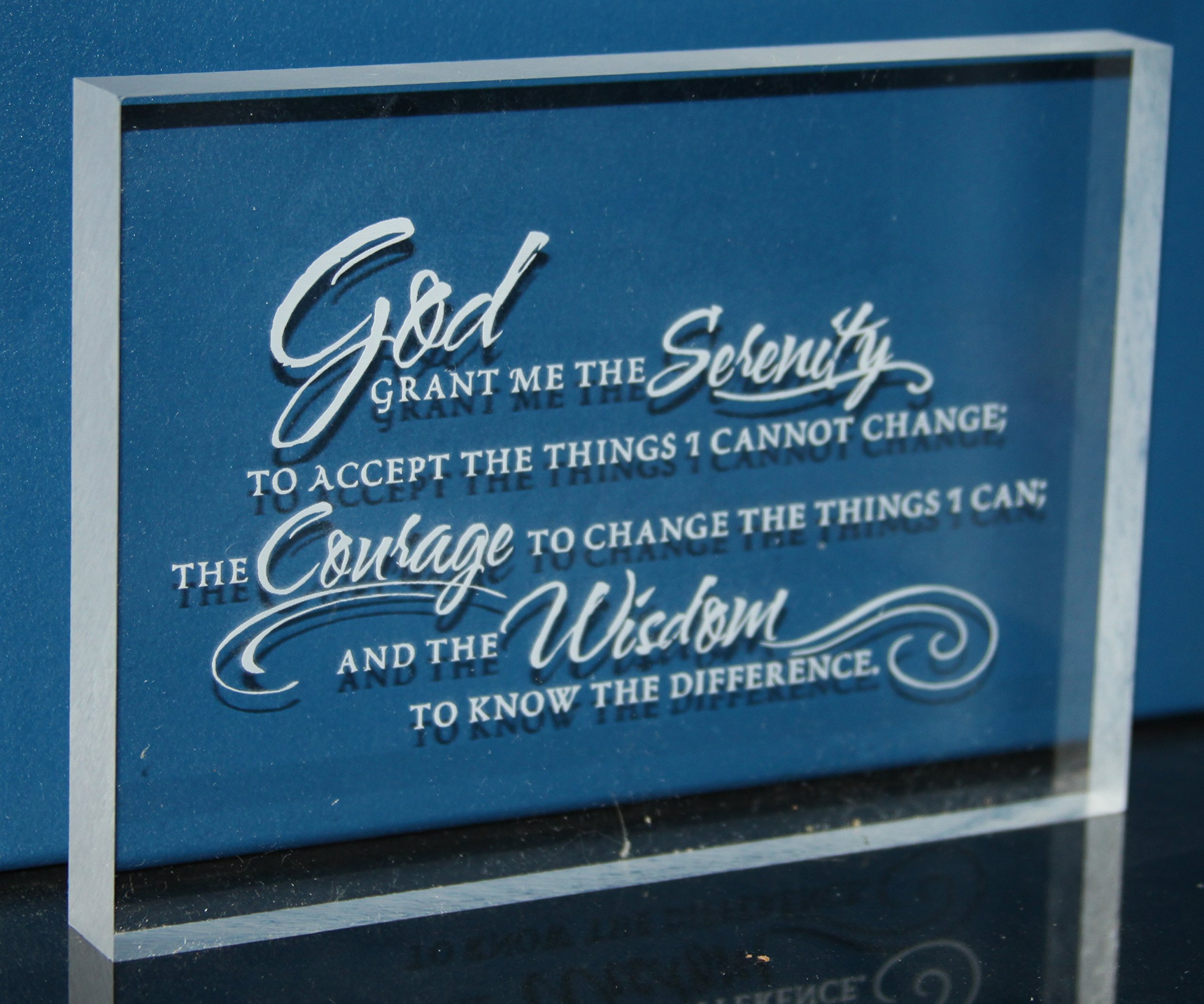 Serenity Prayer Engraved Acrylic Desk Plaque - 5x7 Inches Inspirational Office Decor for Stress Relief & Meditation Space