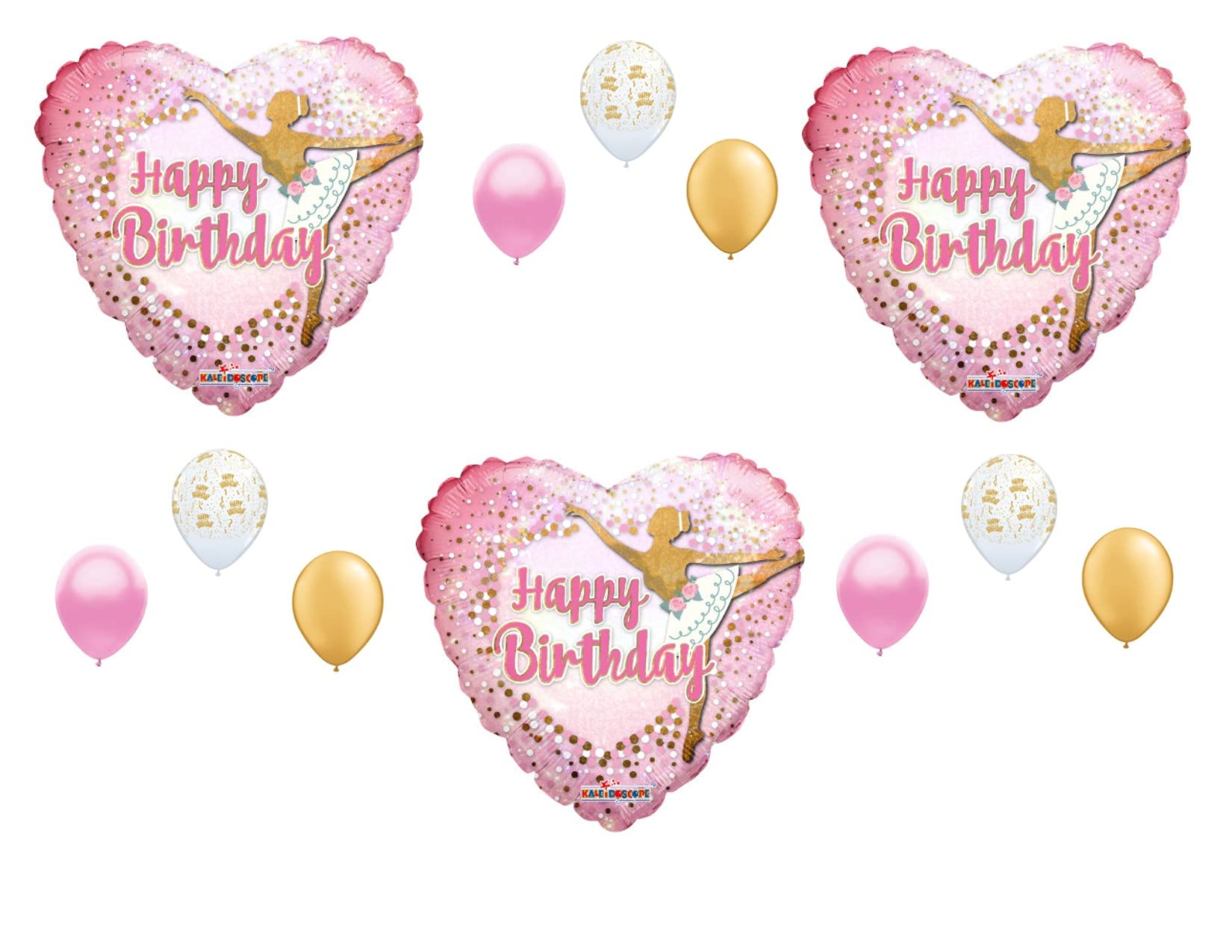 Happy Birthday Balloon Decorations - Pink & Gold Ballerina Dancing Party Balloons for Birthday Celebrations, Baby Showers, and Special Events