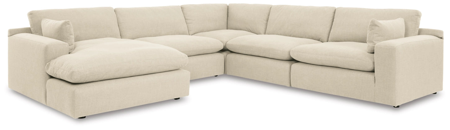 Elyza 5-Piece Sectional Sofa with Left-Hand Facing Chaise in Premium Linen Fabric - Perfect for Living Room, Family Room & Home Theater Seating