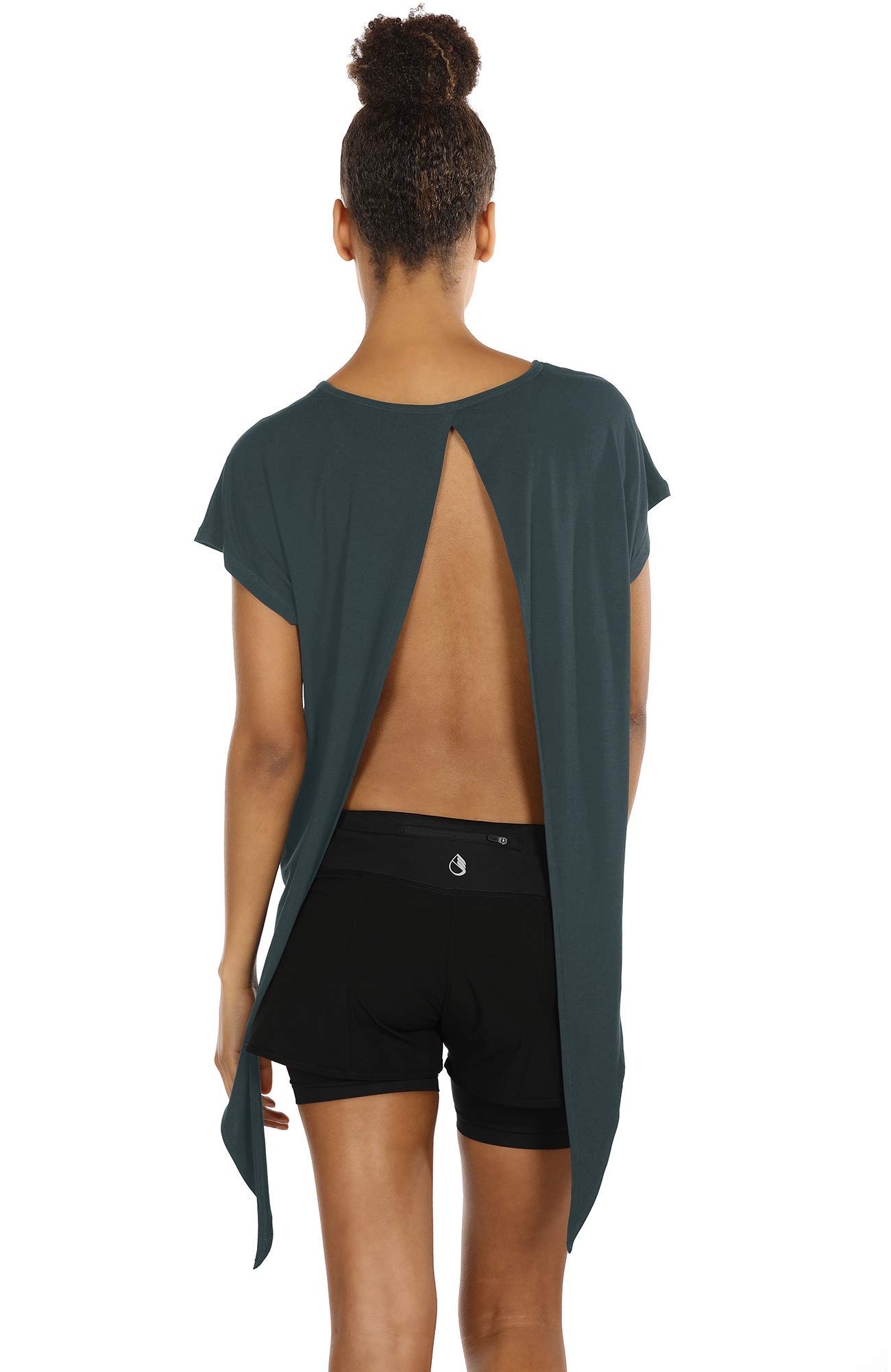 Icyzone Women's Open Back Workout Tops - Breathable Athletic Activewear T-Shirts for Yoga, Gym & Running | Perfect for Fitness, Training & Summer Sports