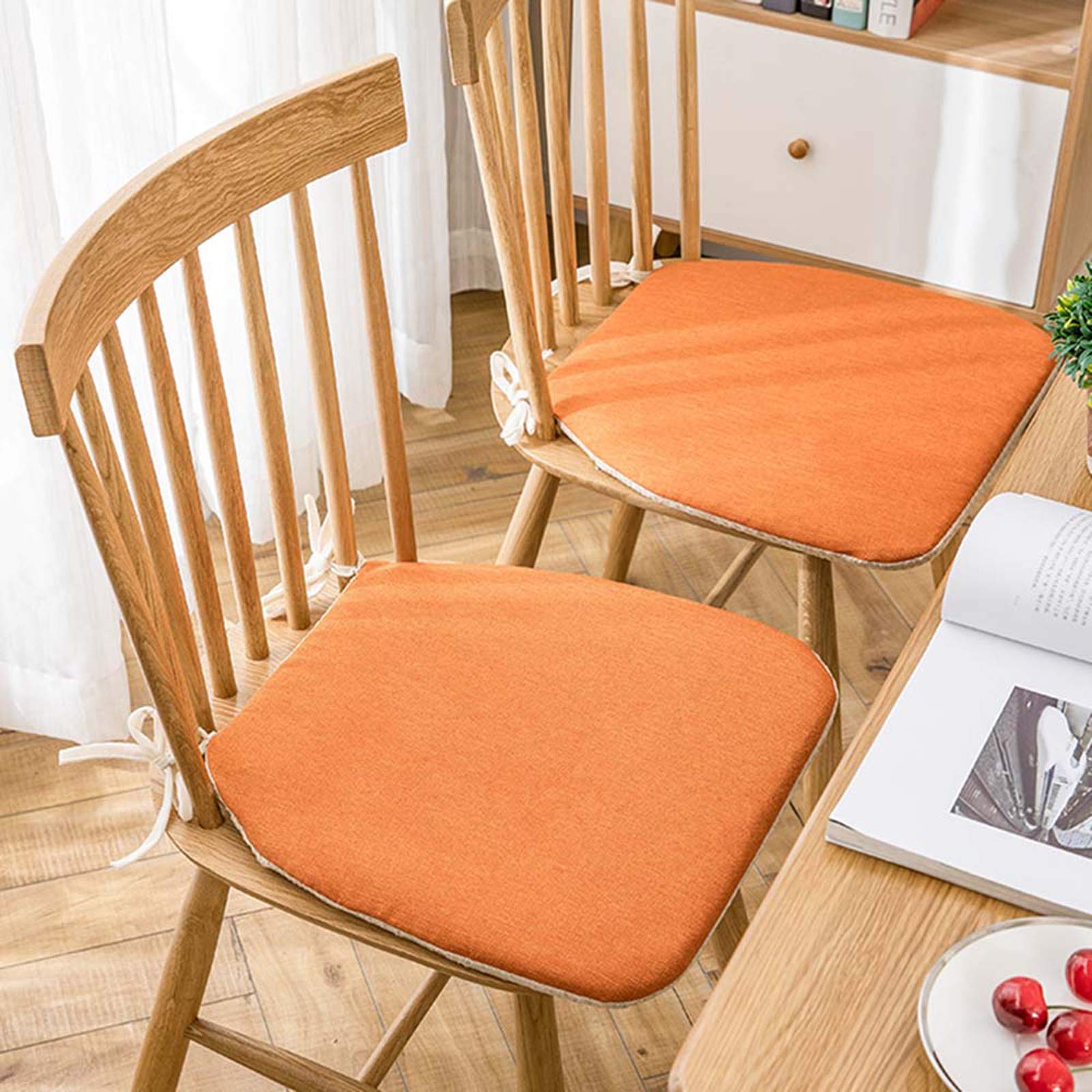 XYXH 16x16 Inch Square Non-Slip Chair Cushion with Ties - Comfortable Seat Pad for Dining Chairs, Outdoor Furniture, Living Room & Balcony Use - Home Decor & Office Accessories