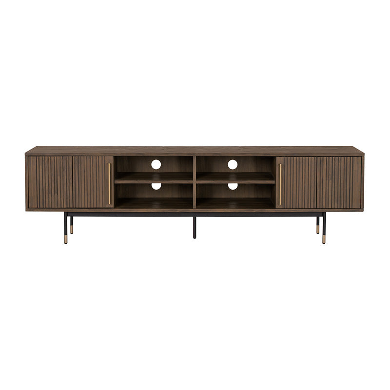 HAMILTON Entertainment TV Stand - 200cm Solid Acacia Wood Media Console in Toffee Brown - Perfect for Living Room, Home Theater & Modern Interior Design