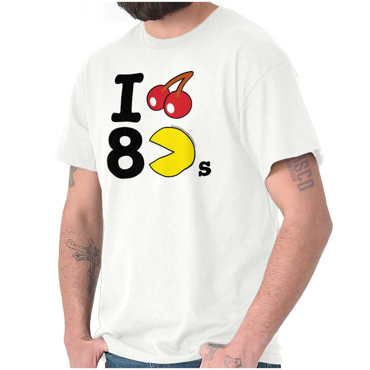 Pacman I Love The 80s Retro Cherry Fruit Graphic T-Shirt for Men & Women - Vintage Gaming Tee for Casual Wear & 80s Theme Parties