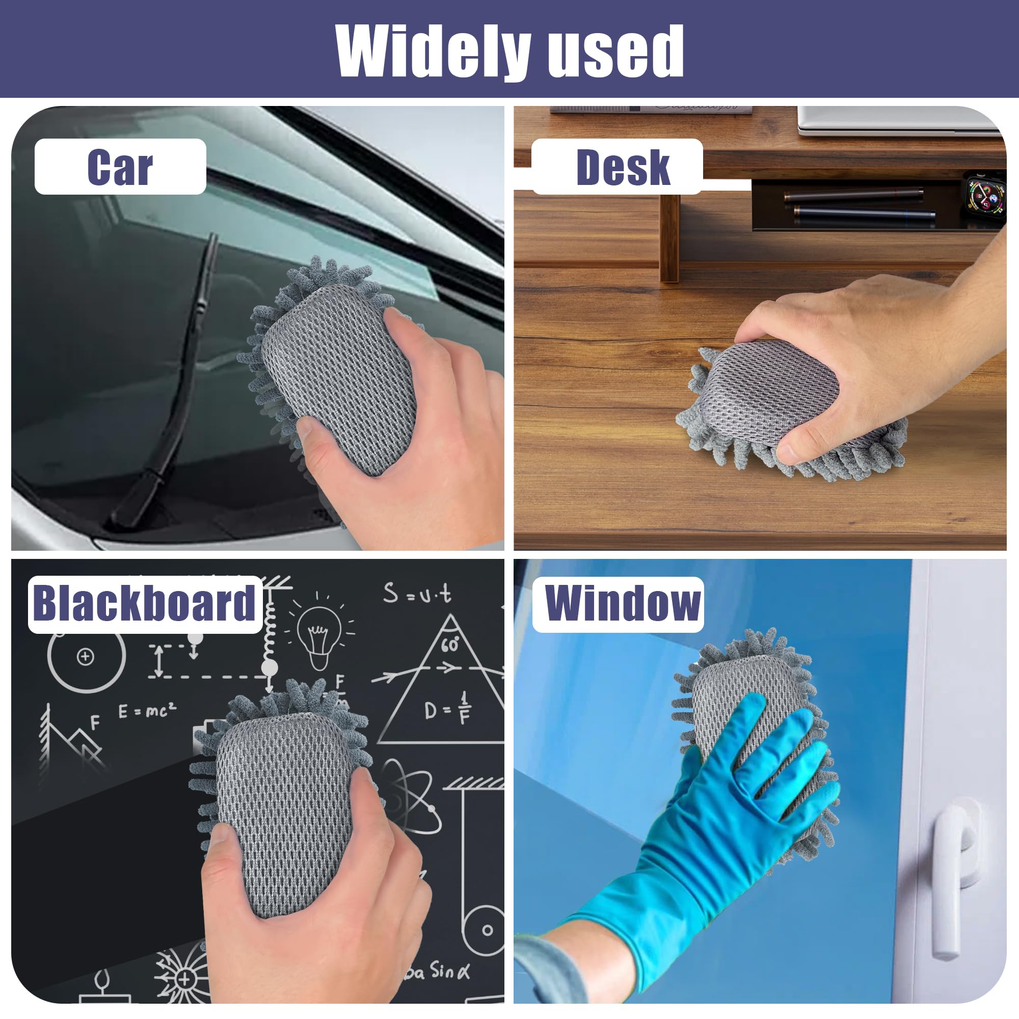 4 Pack Washable Microfiber Shag Whiteboard Erasers - Reusable Dry Erasers for Whiteboard Markers & Chalk - Perfect for Classroom, Office, Home & School Teacher Supplies - Ideal for Teachers, Students & Professionals in Meetings & Presentations
