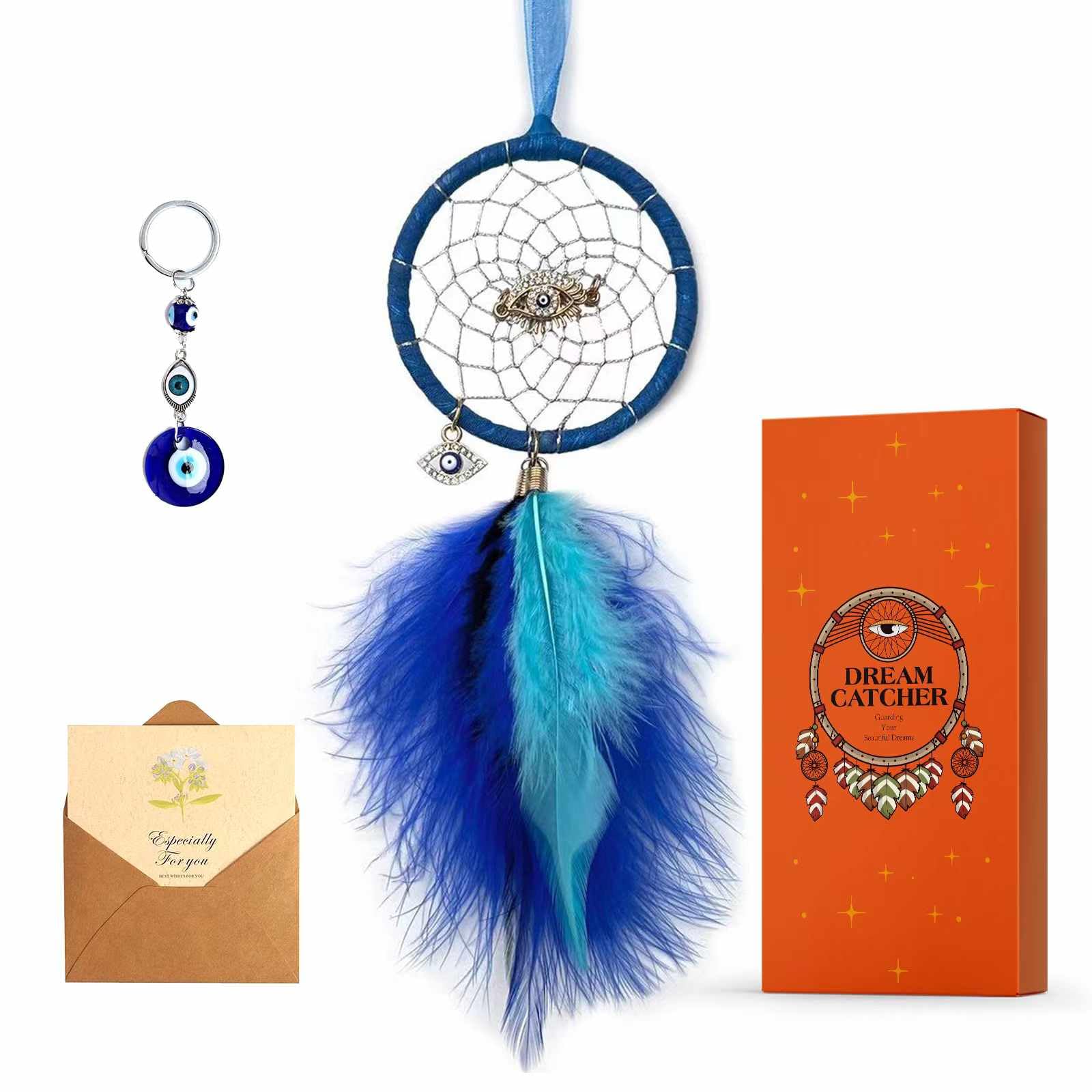 Evil Eye Car Hanging Ornament - Handmade Dream Catcher Rearview Mirror Decor with Keychain Gift | Spiritual Protection & Stylish Car Accessory for Travel Safety & Good Luck