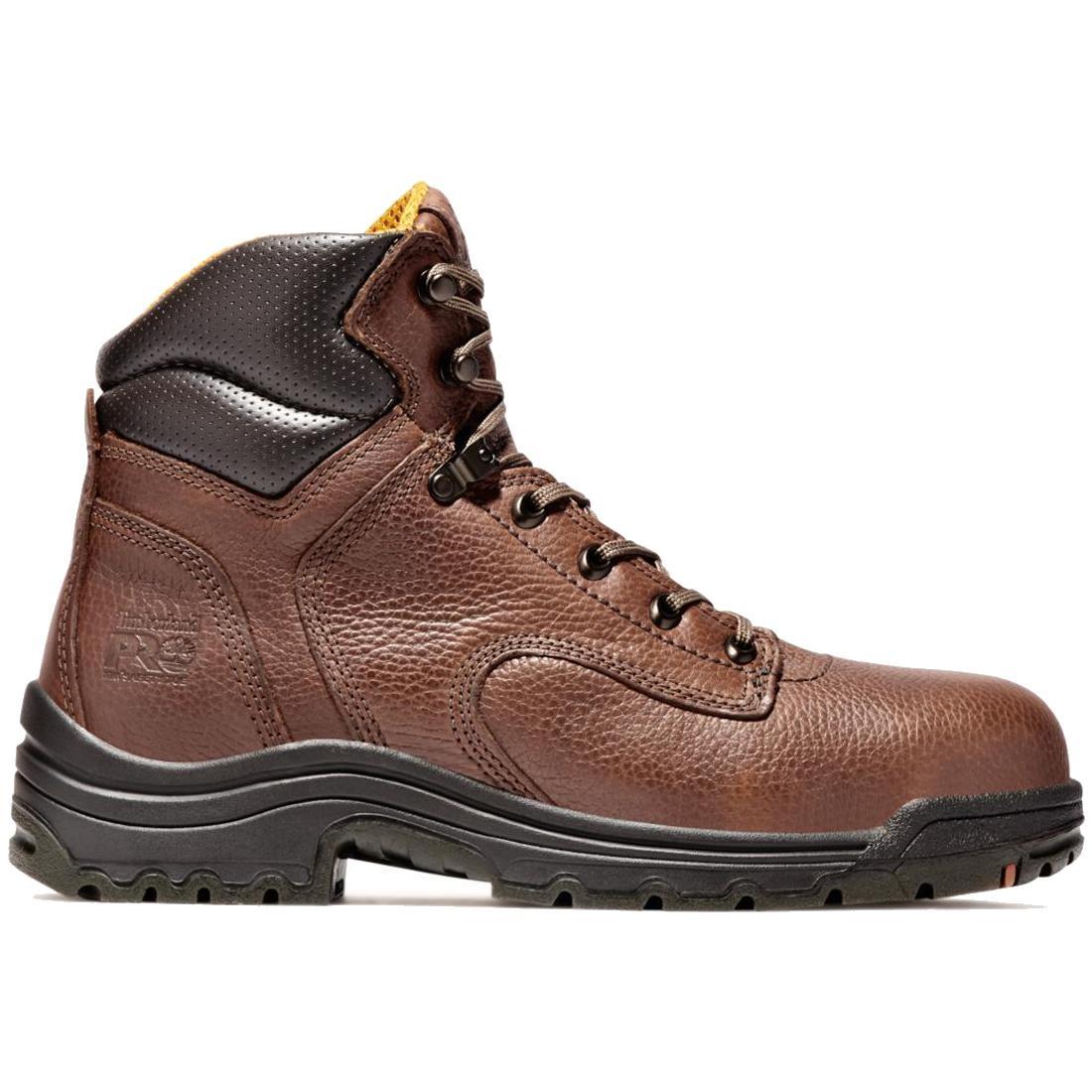 Titan® 6 Inch Alloy Toe Work Boots for Men - Brown Leather Safety Shoes with Slip Resistant Sole - Perfect for Construction, Warehouse & Industrial Work