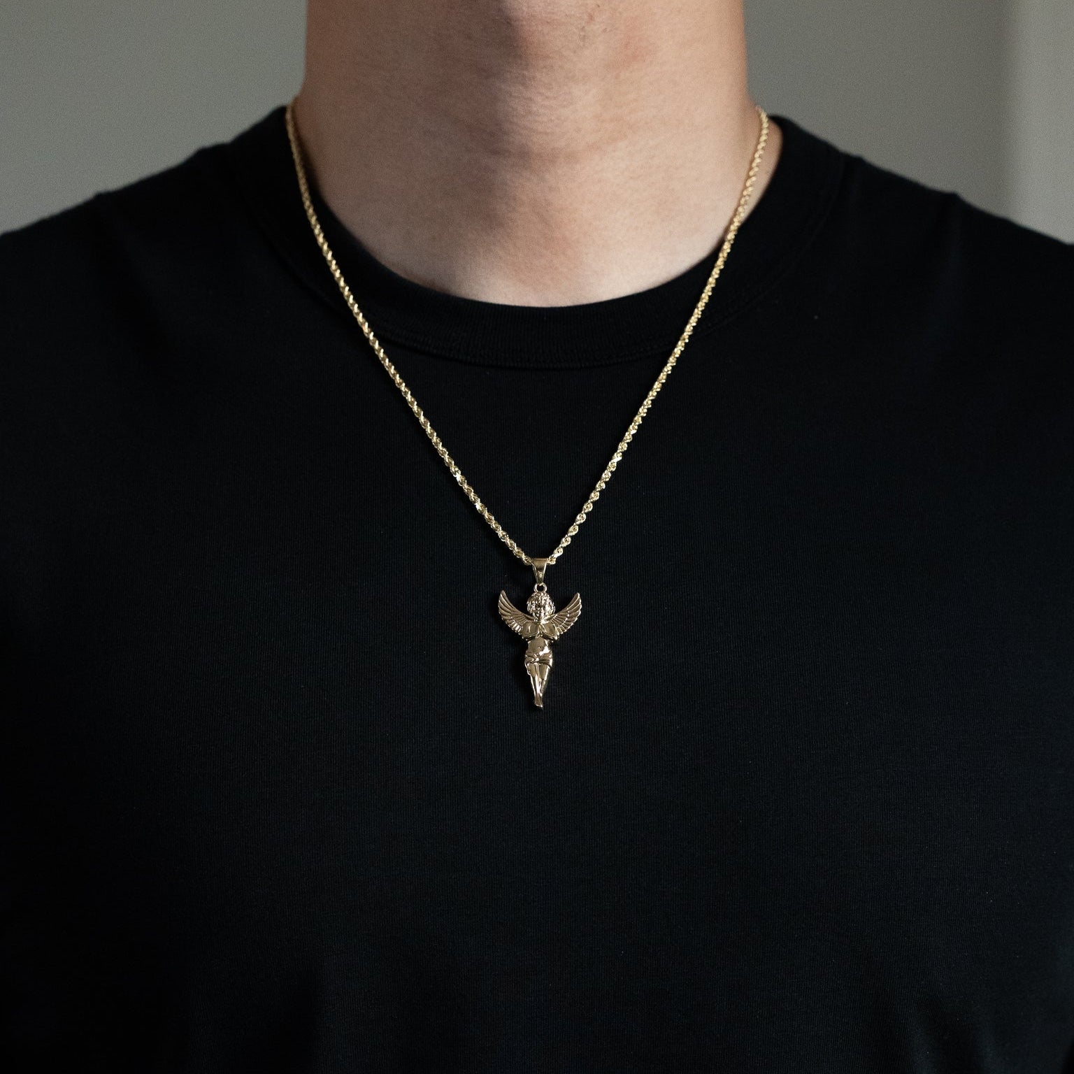 Gold Large Praying Angel Pendant PT2630 - Elegant Religious Jewelry for Women, Perfect for Gifts, Church & Special Occasions