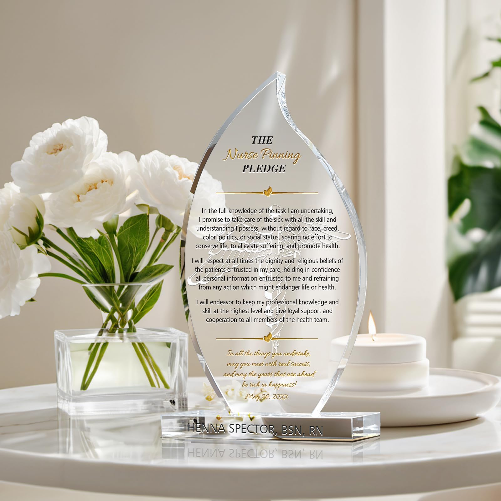 Personalized Nurse Pinning Ceremony Gift - Engraved Nursing Graduation Pledge Keepsake for Daughter, Granddaughter or Wife | Perfect for Nursing School Graduation, Pinning Ceremony & New Nurse Celebration