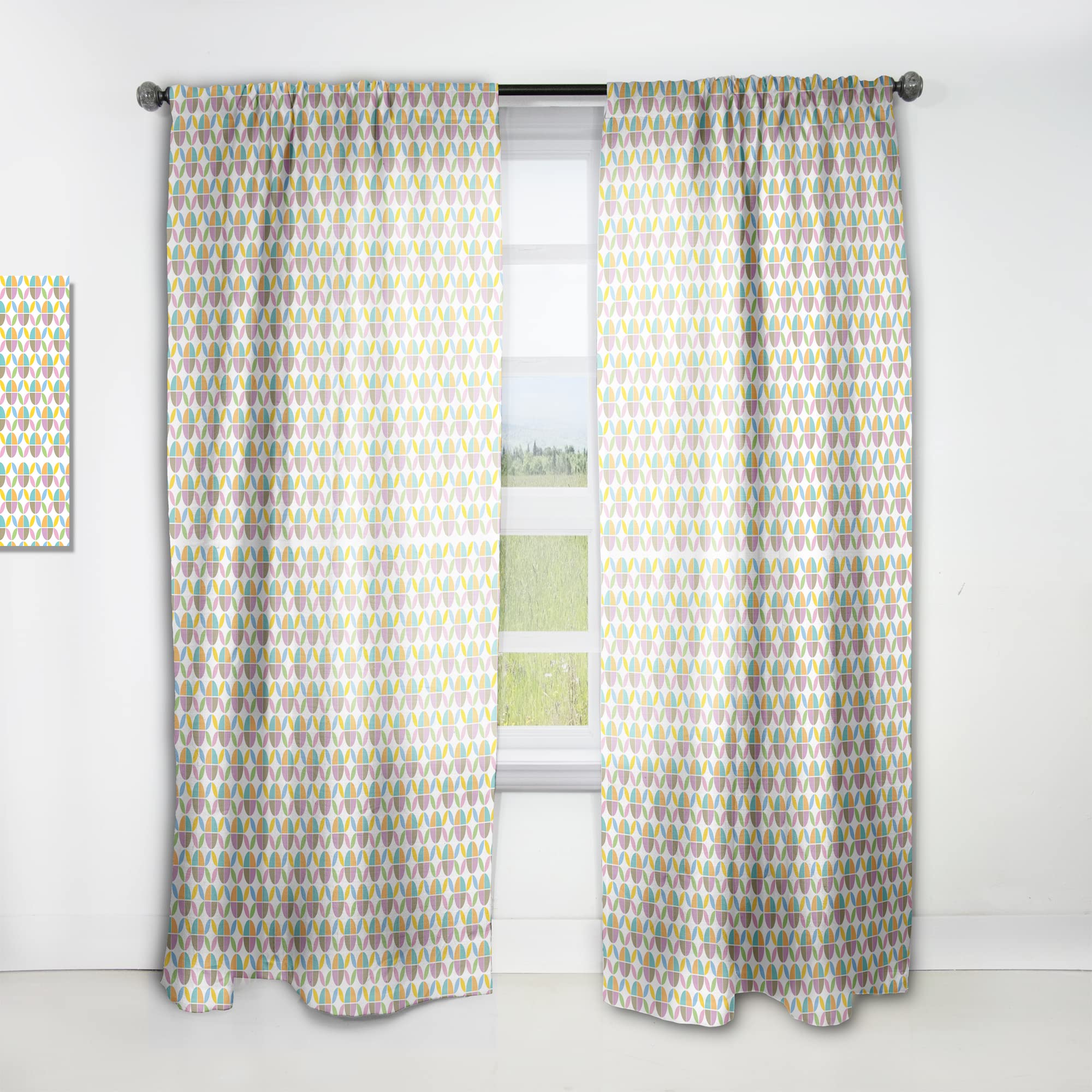 DesignQ Retro Geometric Blackout Curtains - Thermal Insulated Single Panel (52x84 inches) for Bedroom & Living Room - Modern Window Drapes for Home Decor & Light Blocking