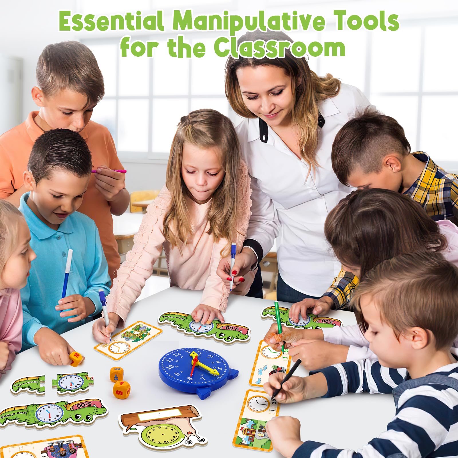 Kids Learning Clock - Time Teaching Toy for Toddlers | Math Games & Homeschool Activities