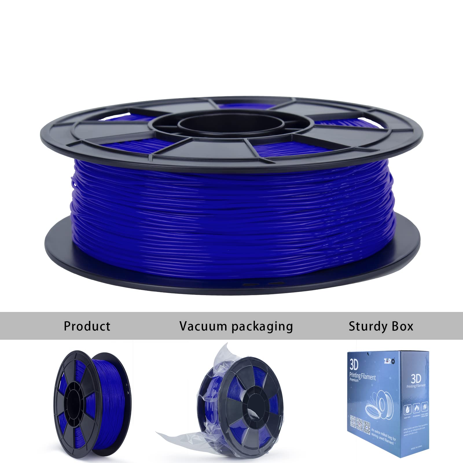 ZIRO 1.75mm TPU 3D Printer Filament - Flexible Filament 0.8KG Spool (Blue) - High Precision +/-0.05mm for Cosplay, Phone Cases & Shock-Absorbing Parts