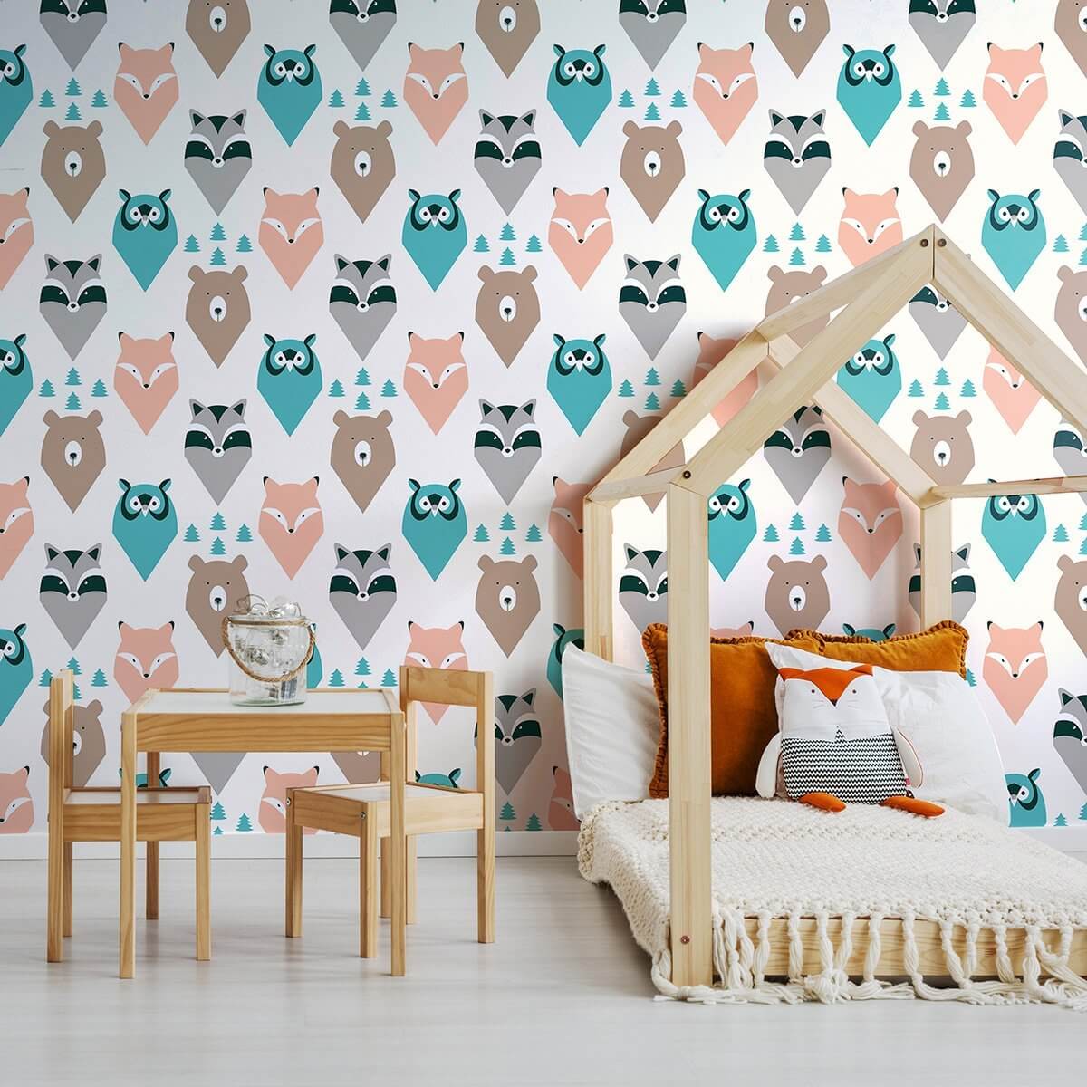 Brown and Cream Forest Baby Peel and Stick Removable Wallpaper - Self-Adhesive Nursery Decor for Boys & Girls - Easy to Install & Remove - Perfect for Kids Room, Nursery, or Playroom Decor