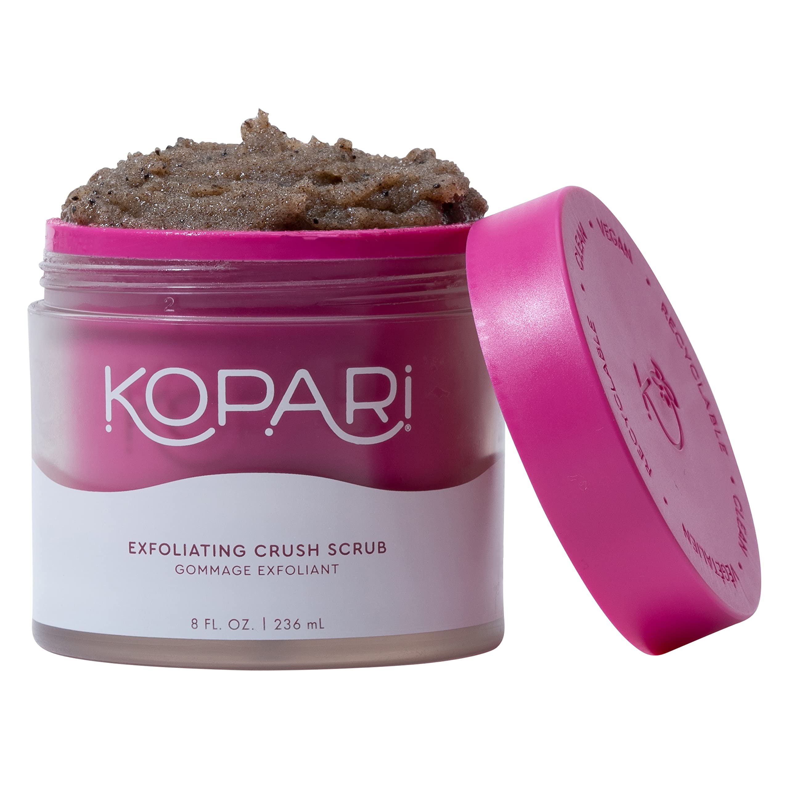Kopari Coconut Crush Scrub - Organic Brown Sugar Body Scrub with 100% Coconut Oil for Exfoliation, Pore Minimizing & Dark Spot Treatment | Vegan, Non-GMO, Cruelty-Free Skincare | 8 Oz | Perfect for Dry Skin & Pre-Shave Prep