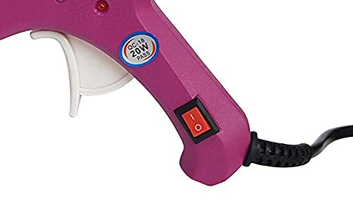 FADMAN Mini 20W Hot Melt Glue Gun with On/Off Switch & Indicator - 7mm Nozzle (Magenta) Includes 3 Glue Sticks - Perfect for DIY Crafts, Home Repairs & School Projects