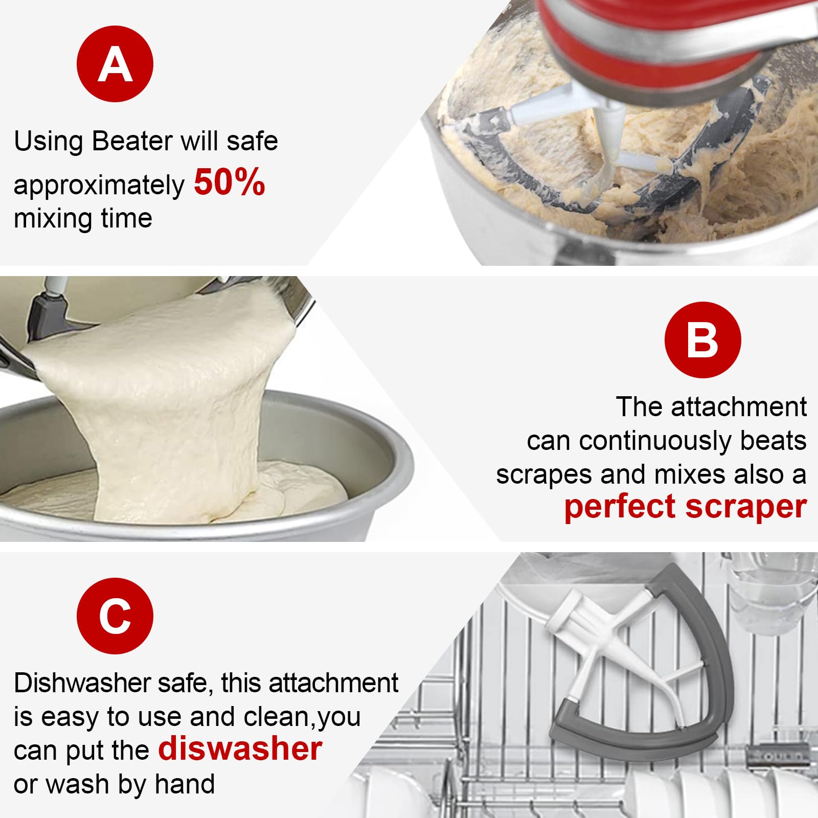 Flex Edge Beater for KitchenAid Mixer - Compatible with 4.5-5 Quart Tilt-Head Stand Mixers | Durable Paddle Attachment by FGreeble | Perfect for Baking Cakes, Cookies & Kneading Dough