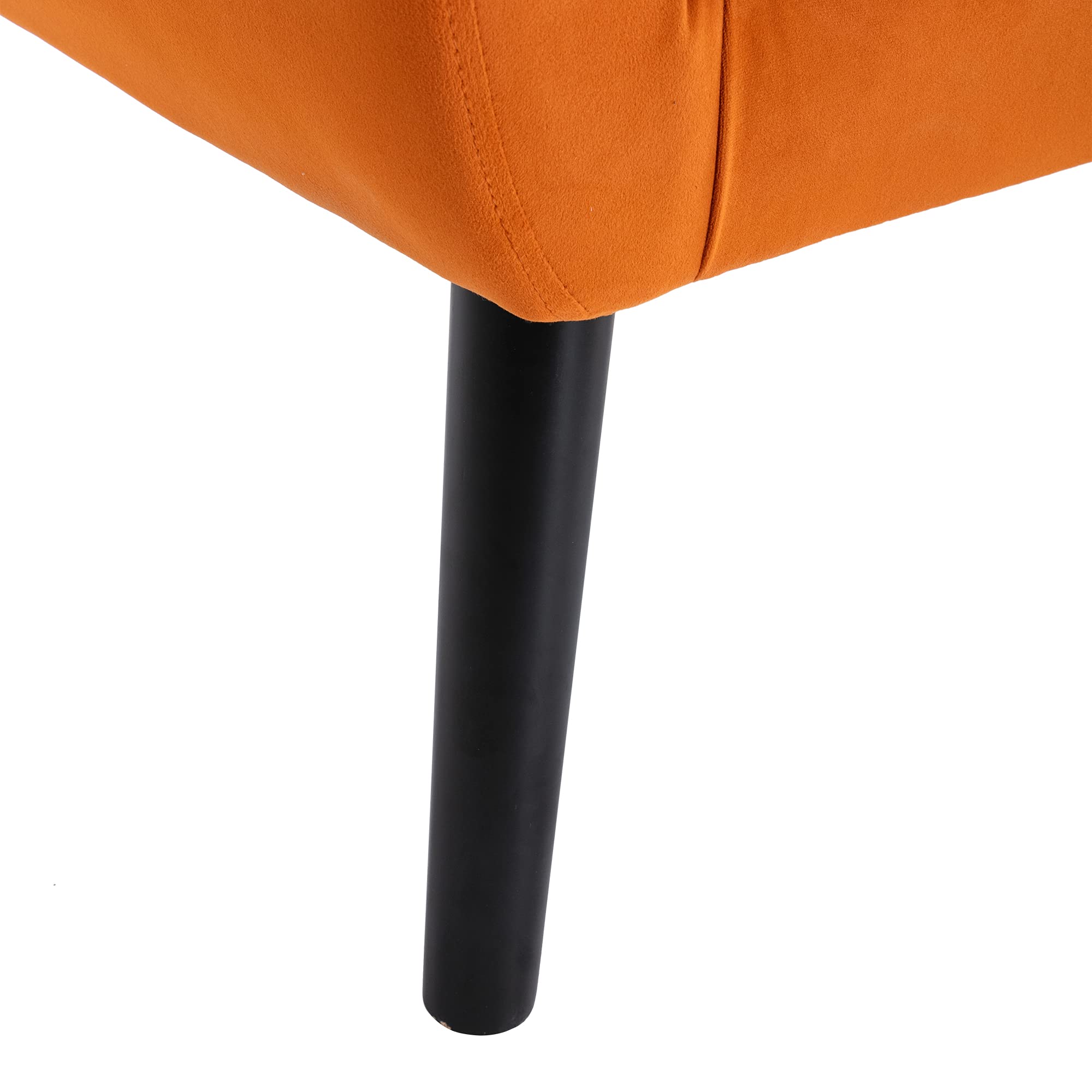 Modern Upholstered Accent Chair with Button Tufted Design & Black Legs - Linen Fabric Armchair for Living Room, Bedroom, Home Office - Ergonomic Comfort Sofa Chair in Orange - Perfect for Reading Nook, Lounge Area, or Guest Seating