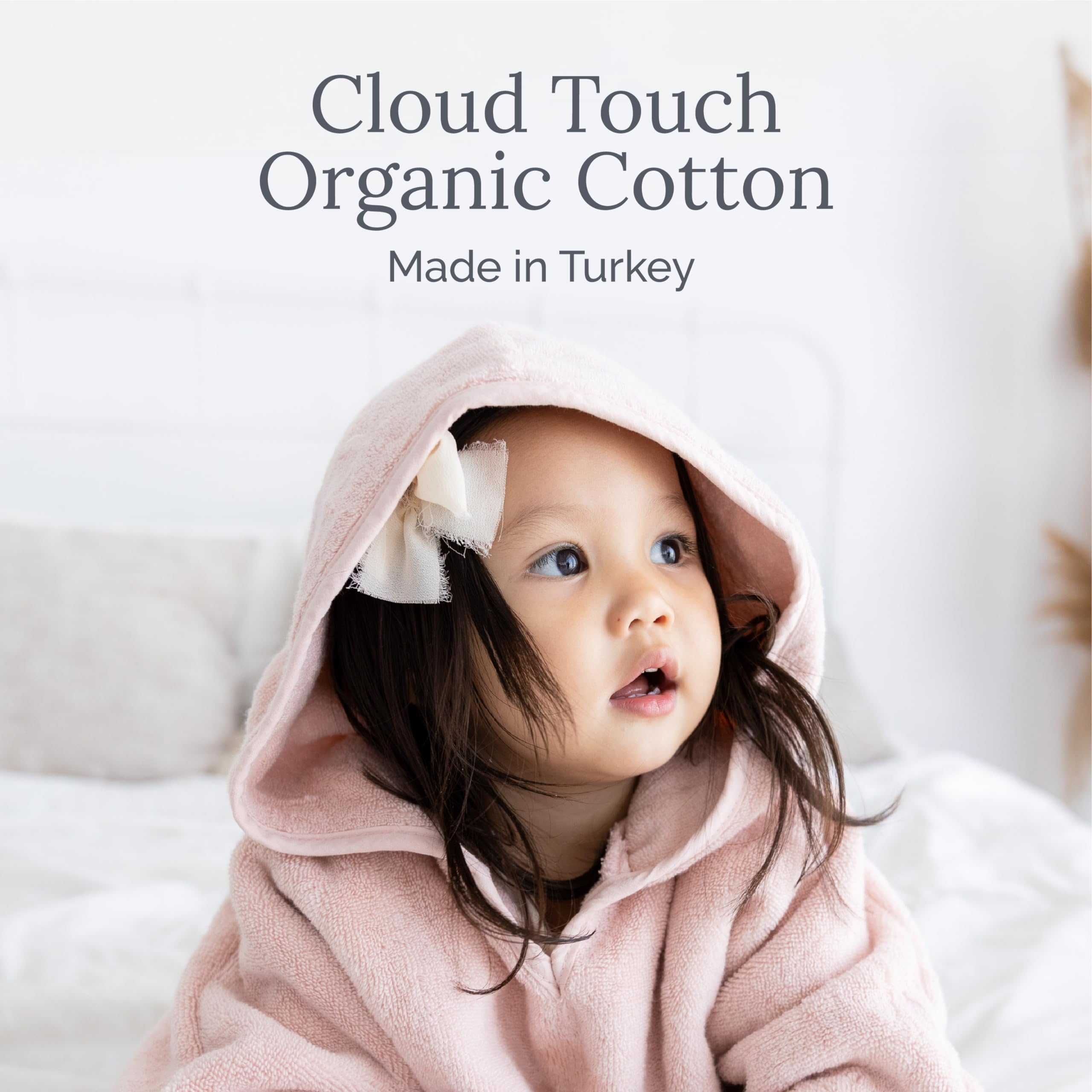 Natemia Organic Hooded Baby Towel - Ultra Soft & Absorbent Cotton Newborn Bath Towel, Kids Hooded Towel Wrap for Boys & Girls, Baby Robe & Bath Essentials - Perfect for Post-Bath, Swimming & Photo Shoots