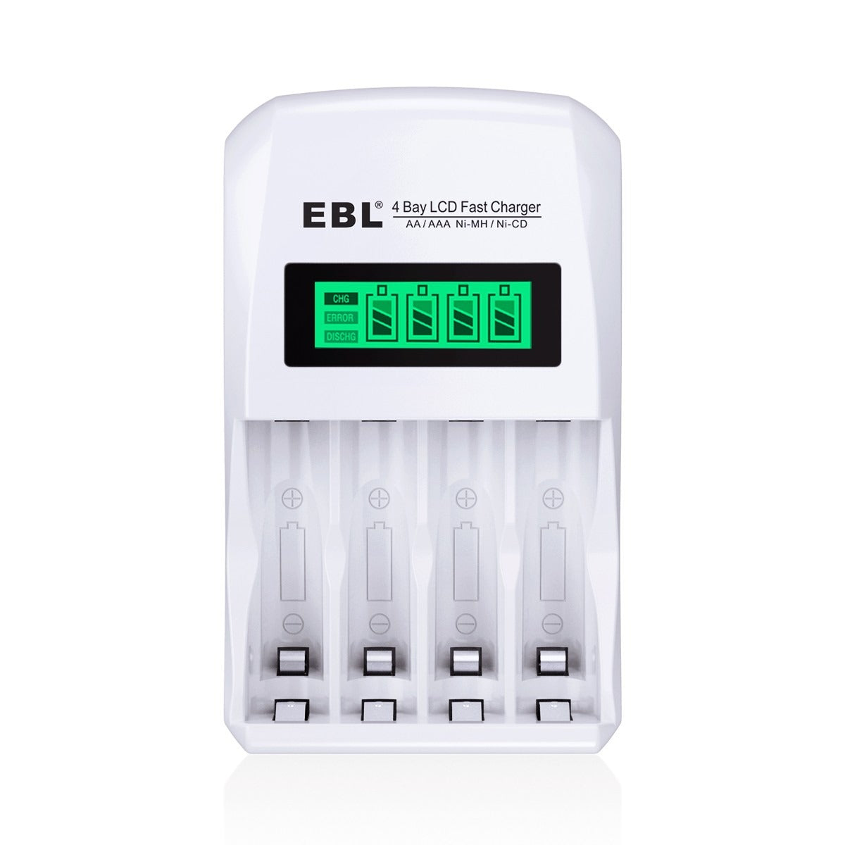 EBL Smart Battery Charger for AA AAA Ni-MH Ni-CD Rechargeable Batteries - Fast Charging with LCD Display for Home, Office, and Travel Use